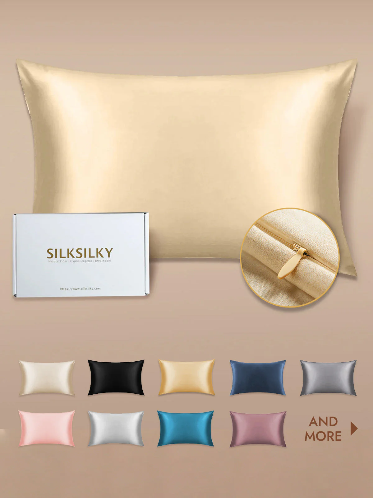 19Momme 100% Mulberry Silk Pillowcase - Hidden Zipper - Image 64