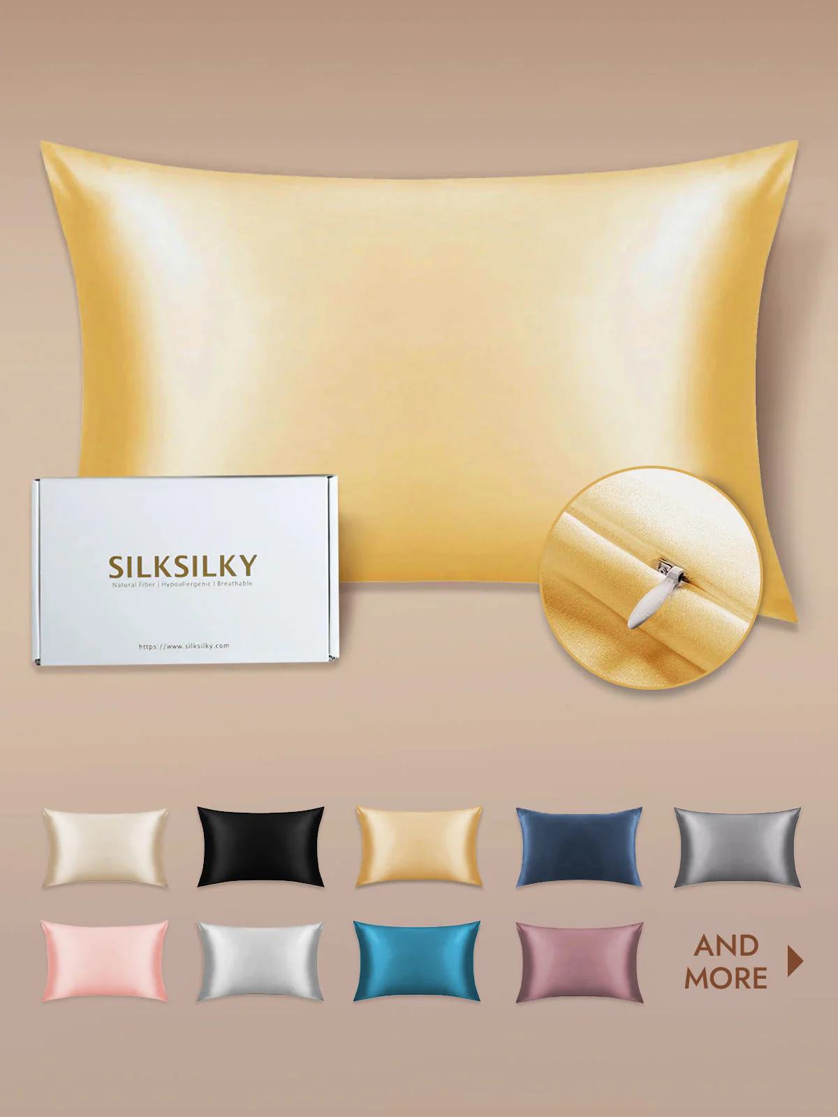 19Momme 100% Mulberry Silk Pillowcase - Hidden Zipper - Image 71