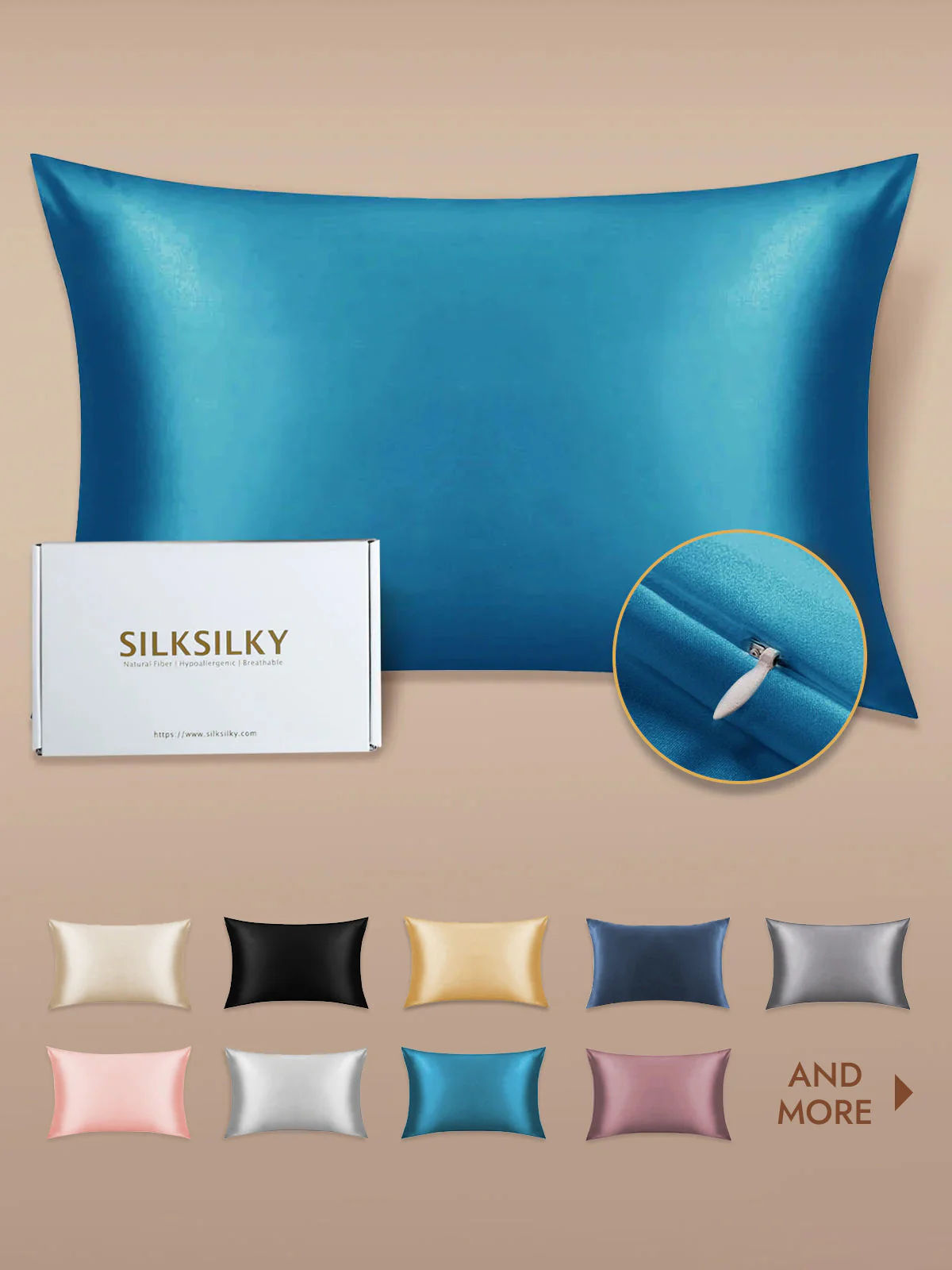 19Momme 100% Mulberry Silk Pillowcase - Hidden Zipper - Image 78