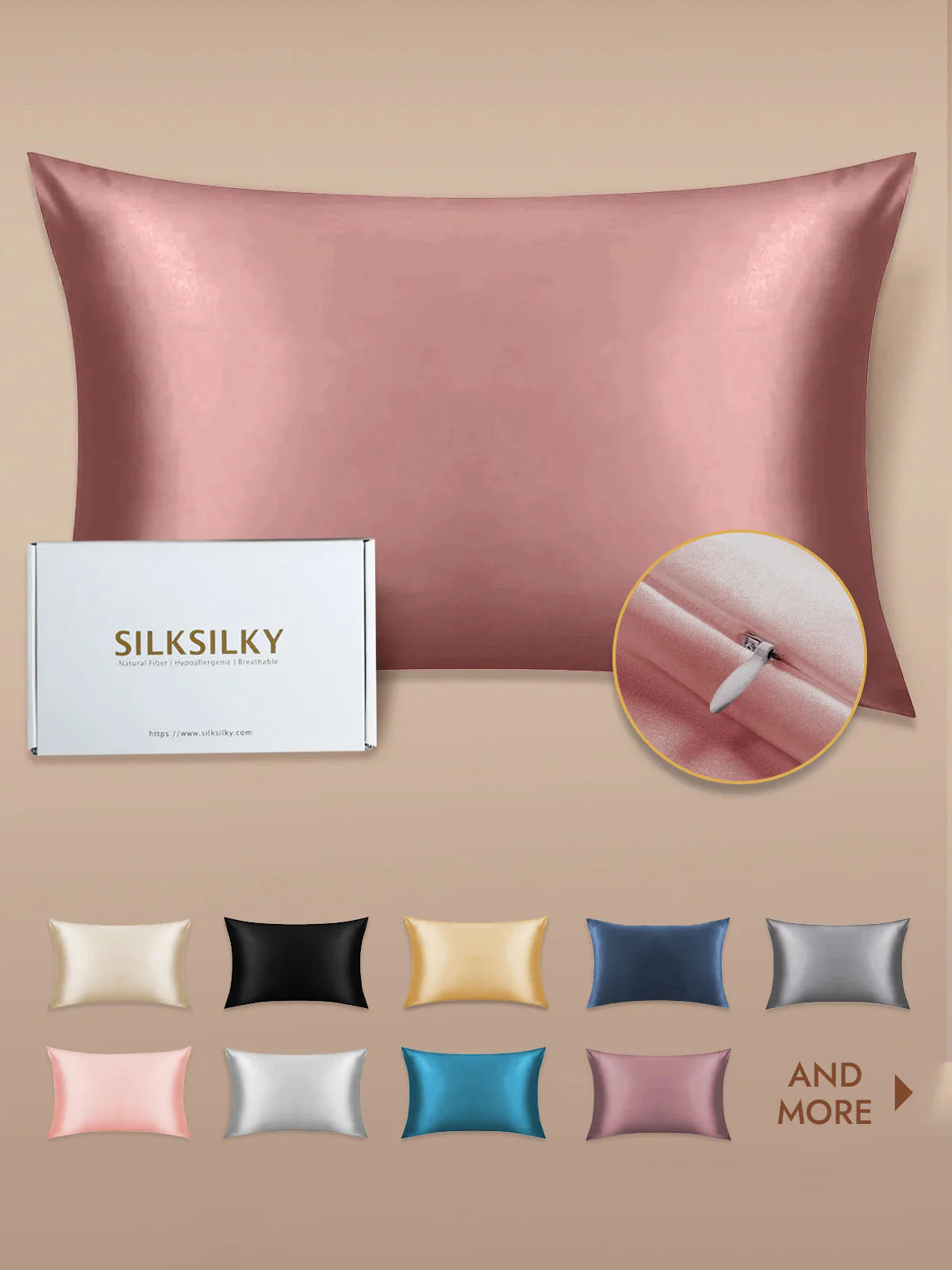 19Momme 100% Mulberry Silk Pillowcase - Hidden Zipper - Image 8
