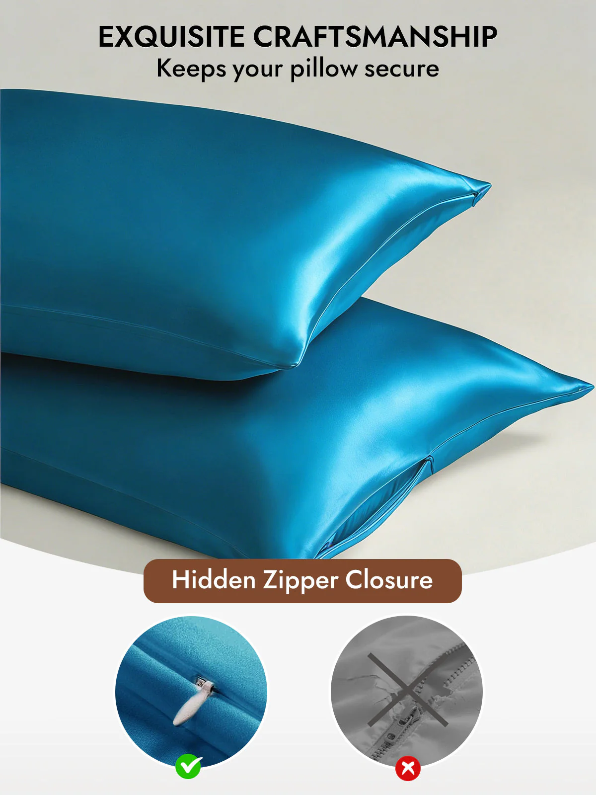 19Momme 100% Mulberry Silk Pillowcase - Hidden Zipper - Image 83