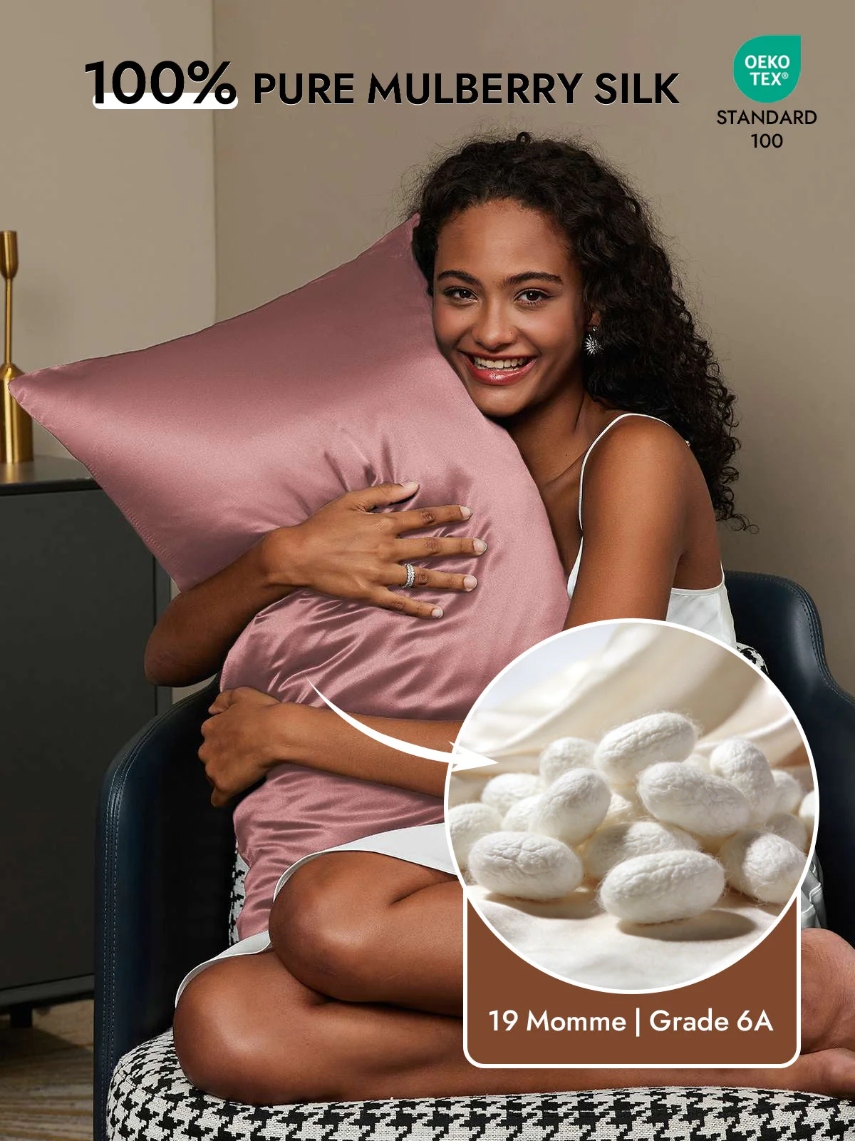 19Momme 100% Mulberry Silk Pillowcase - Hidden Zipper - Image 9