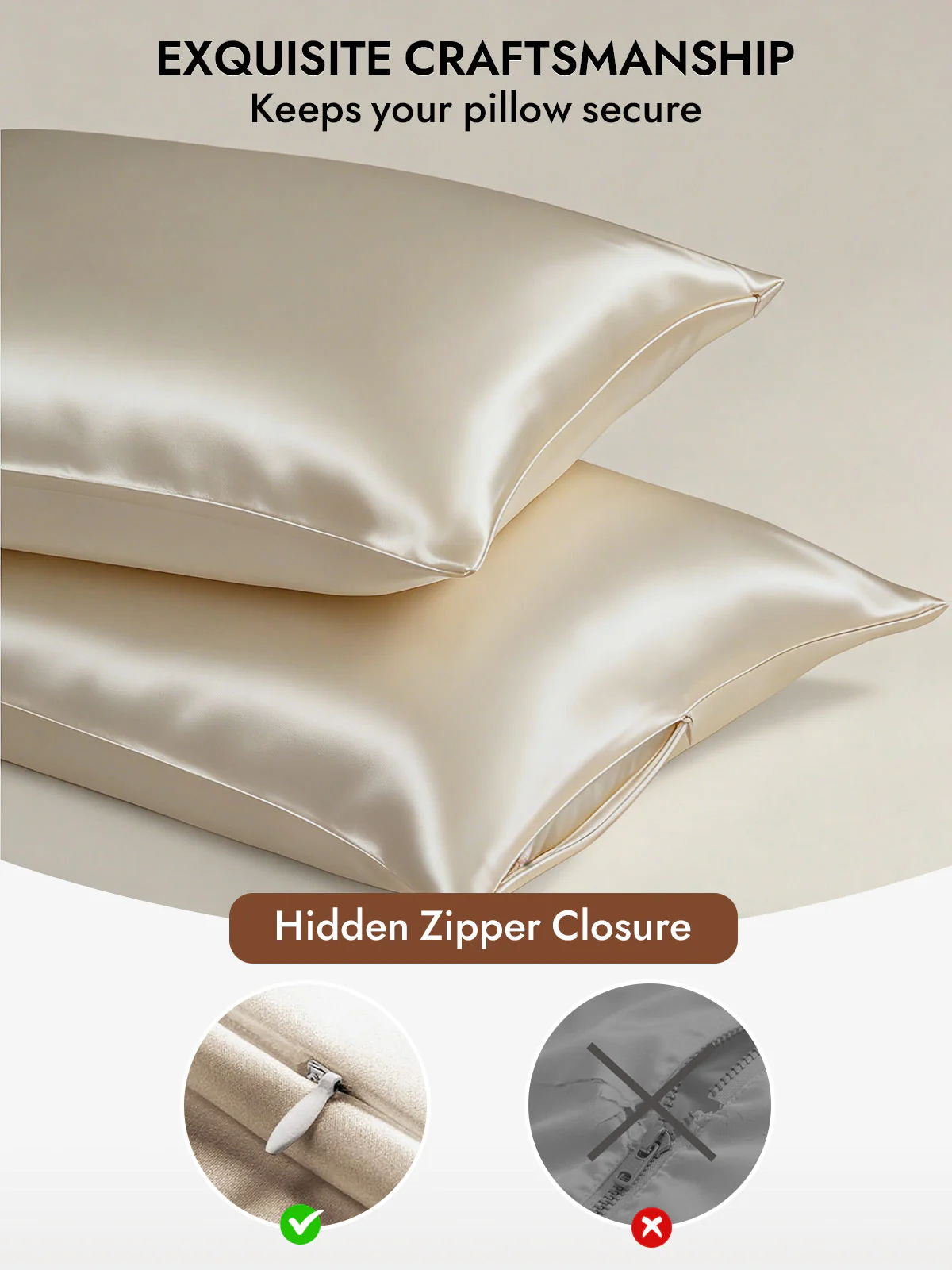 19Momme 100% Mulberry Silk Pillowcase - Hidden Zipper - Image 90
