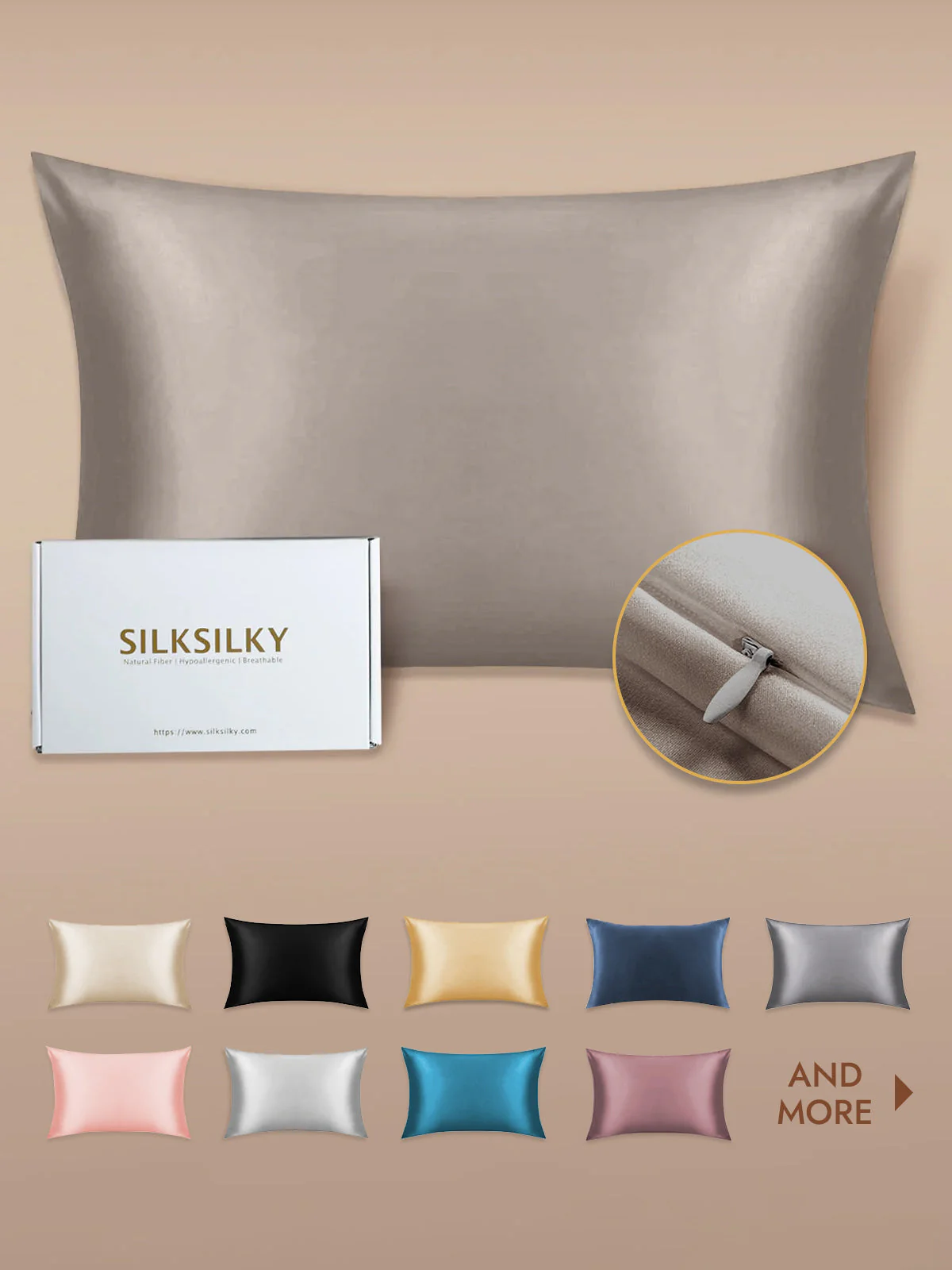 19Momme 100% Mulberry Silk Pillowcase - Hidden Zipper - Image 92