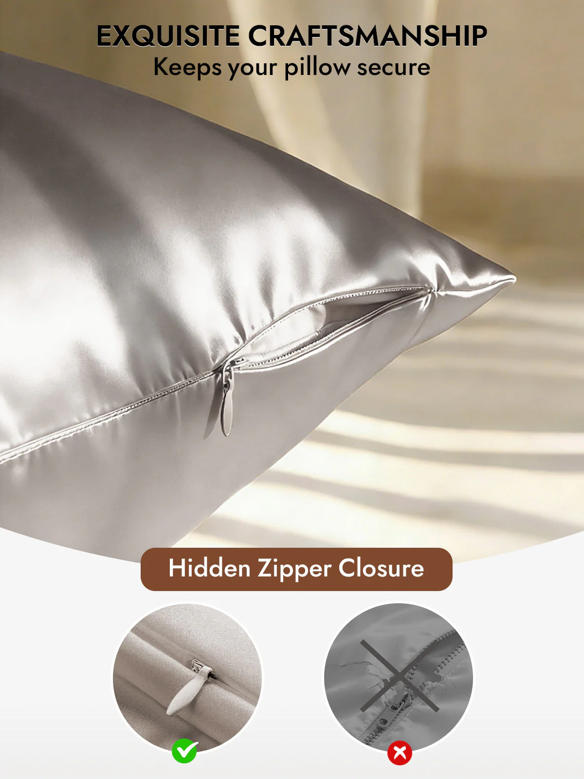 19Momme 100% Mulberry Silk Pillowcase - Hidden Zipper - Image 97