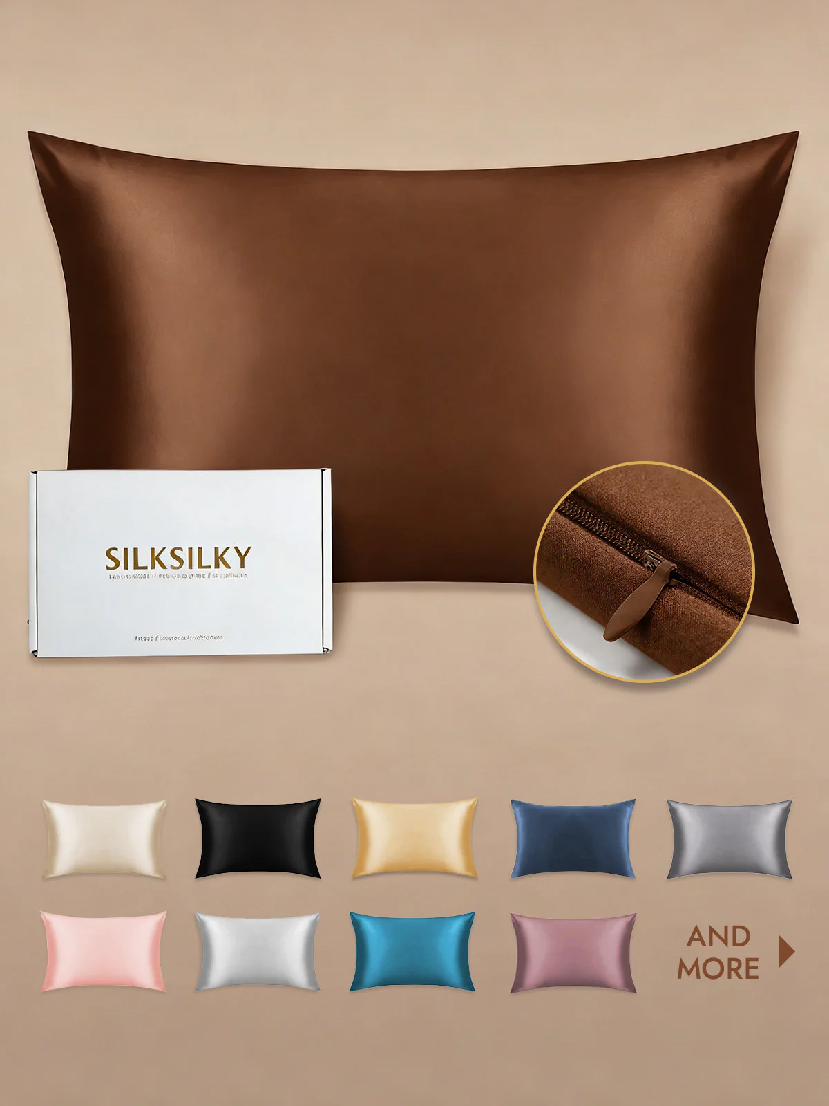 19Momme 100% Mulberry Silk Pillowcase - Hidden Zipper - Image 99