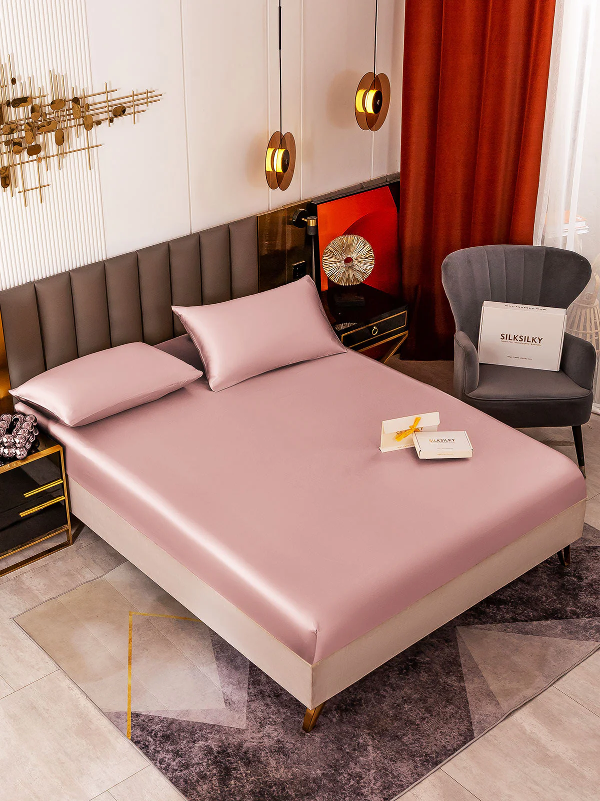 19Momme 3Pcs Silk Set Fitted Sheet+2x Pillowcases - Image 39
