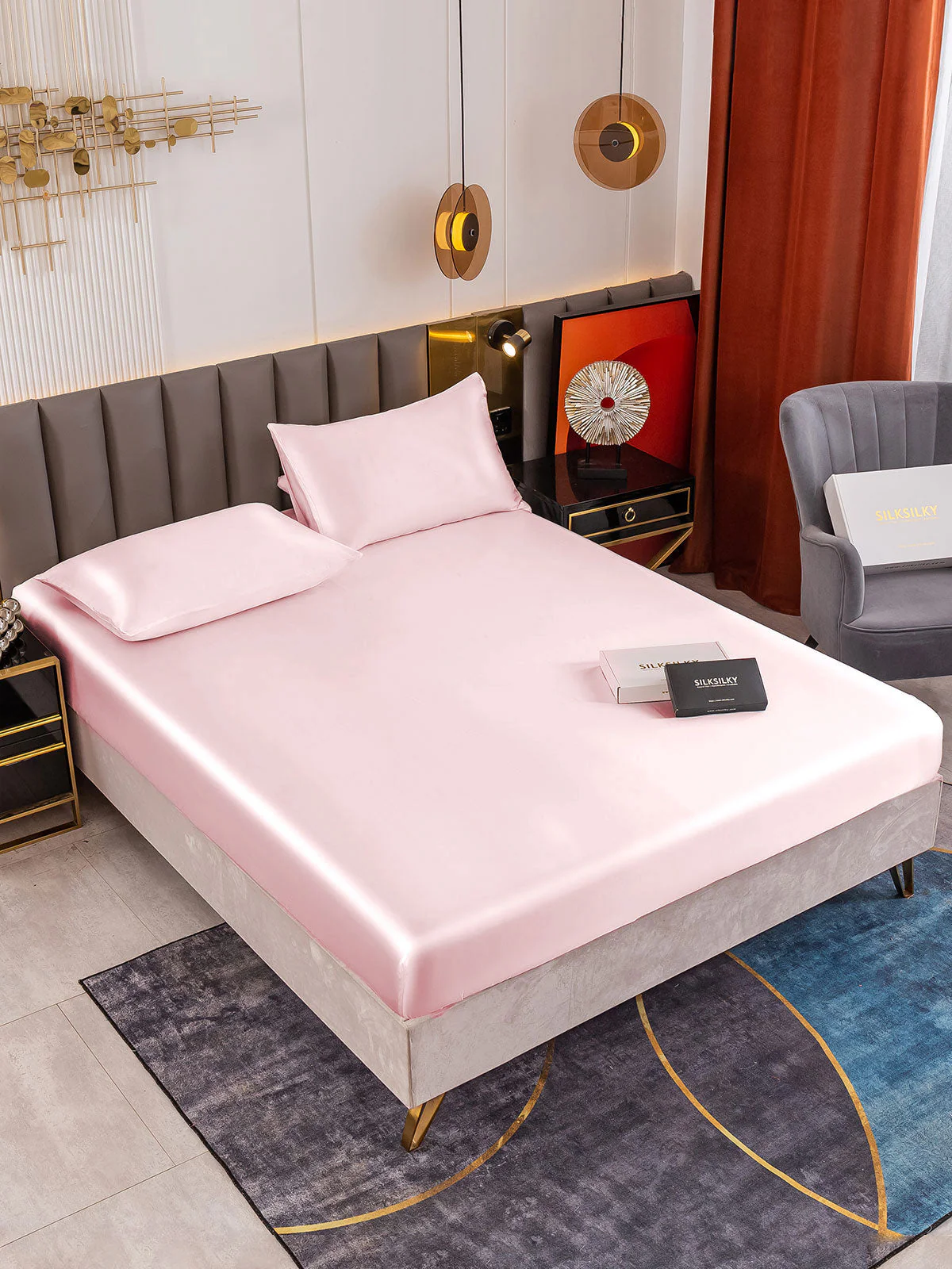 19Momme 3Pcs Silk Set Fitted Sheet+2x Pillowcases - Image 45