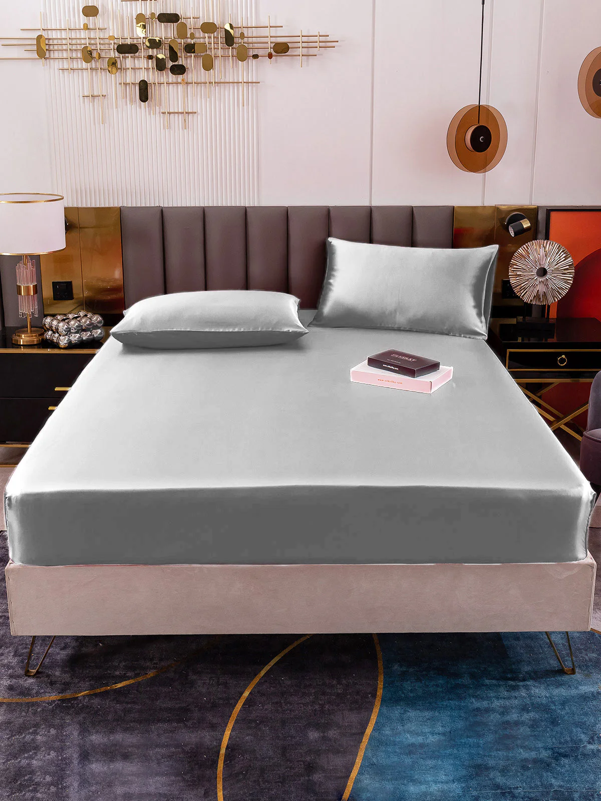 19Momme 3Pcs Silk Set Fitted Sheet+2x Pillowcases - Image 52