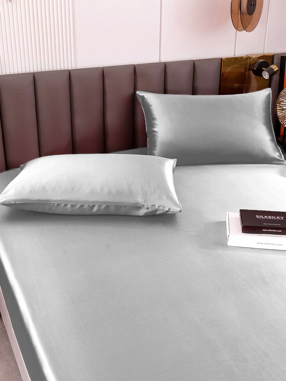 19Momme 3Pcs Silk Set Fitted Sheet+2x Pillowcases - Image 55