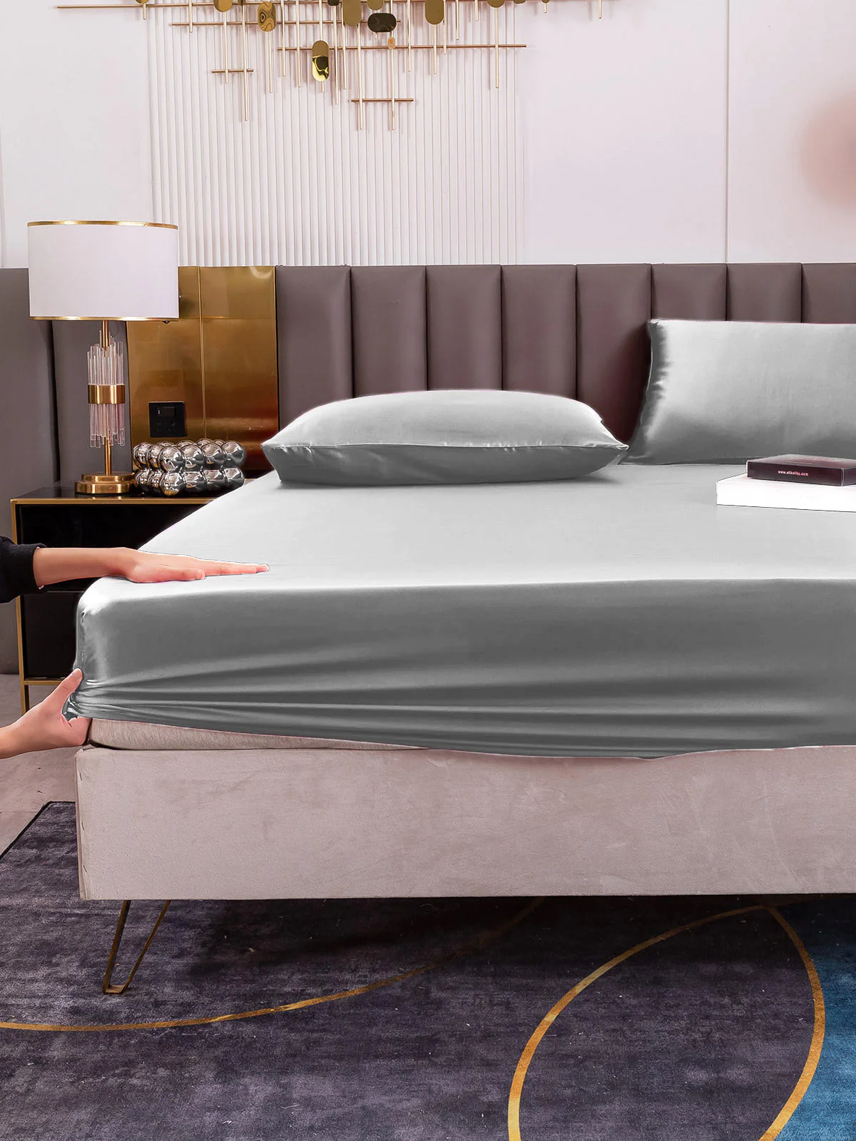 19Momme 3Pcs Silk Set Fitted Sheet+2x Pillowcases - Image 56