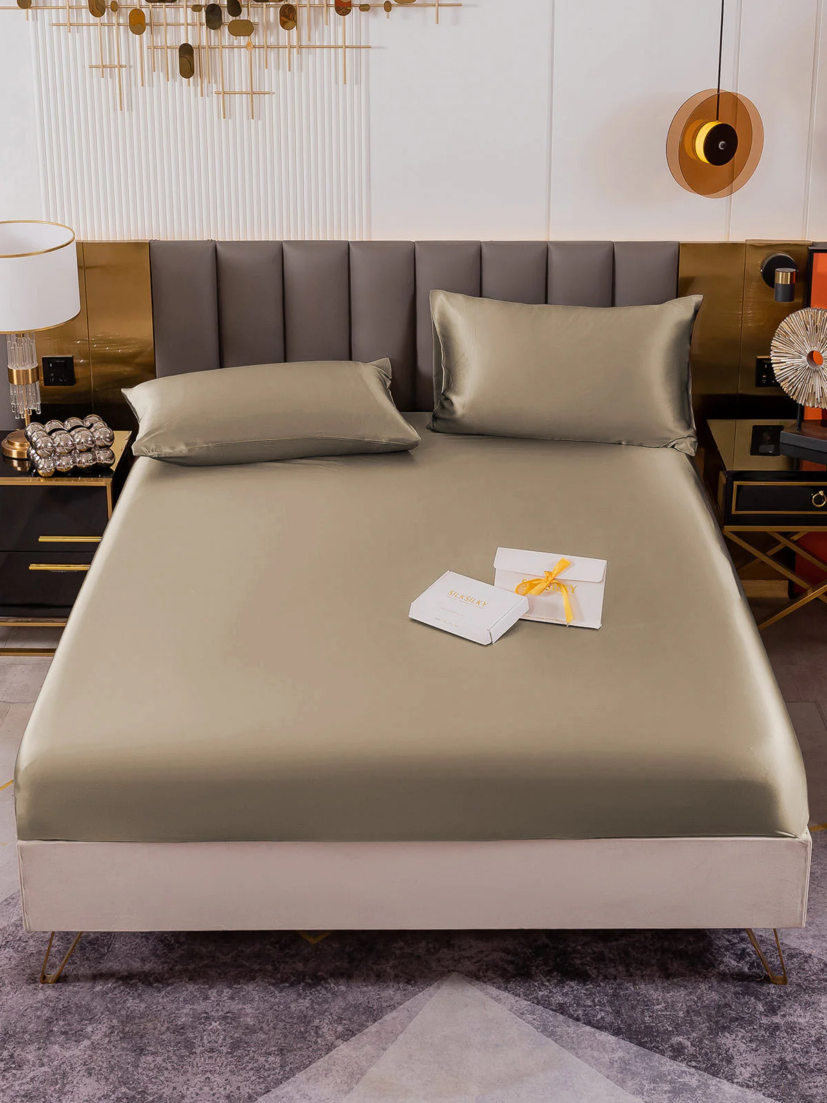 19Momme 3Pcs Silk Set Fitted Sheet+2x Pillowcases - Image 58