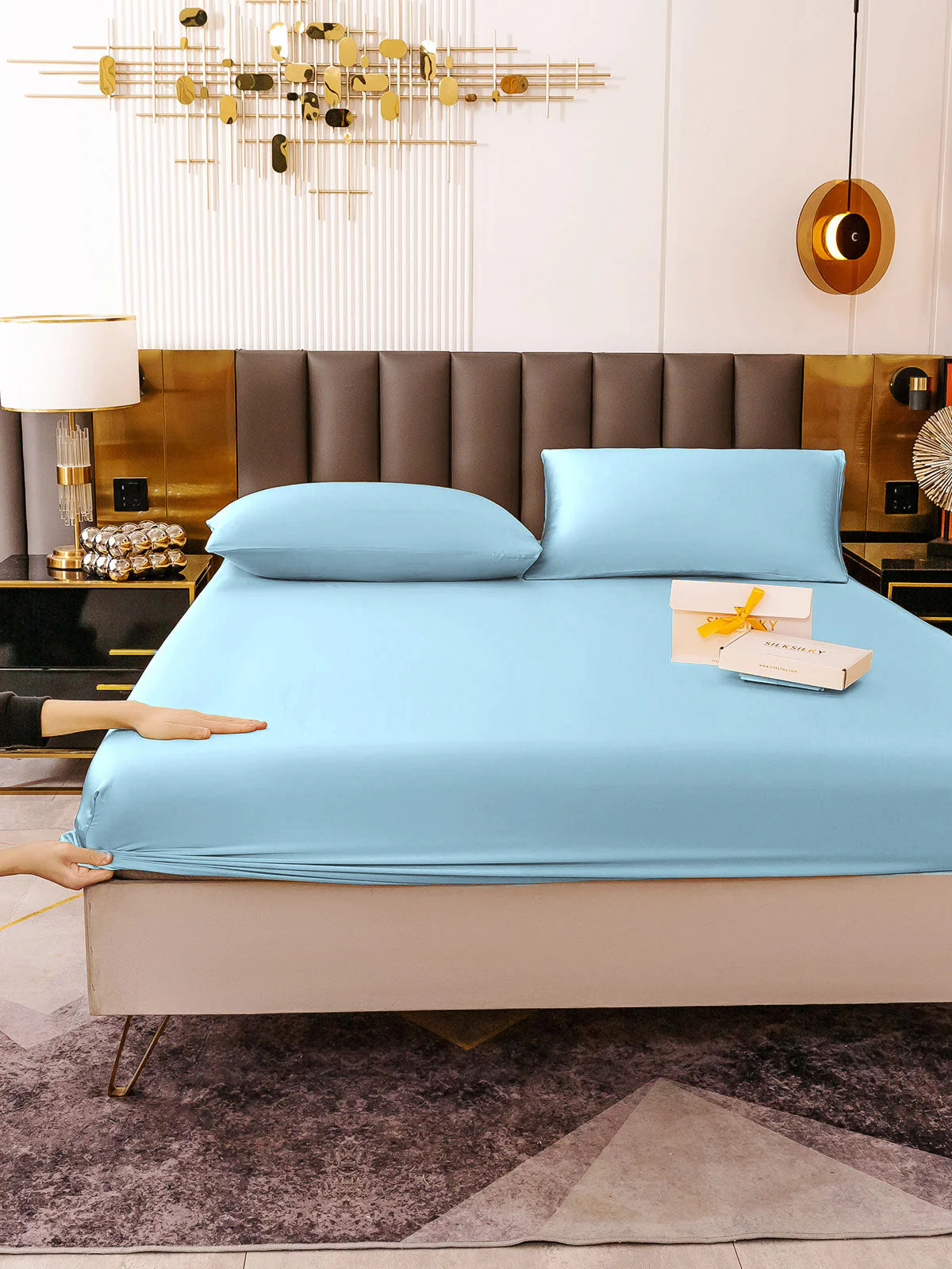 19Momme 3Pcs Silk Set Fitted Sheet+2x Pillowcases - Image 80