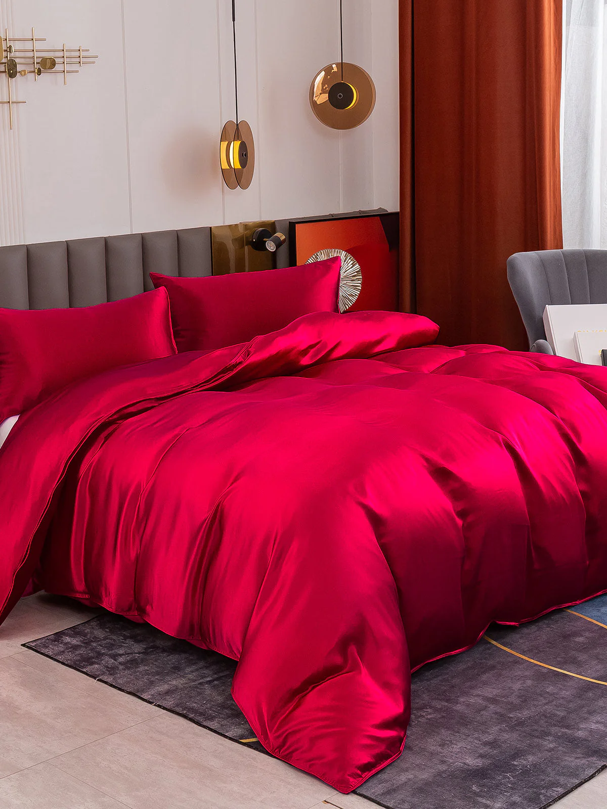 19Momme 3Pcs Silk Set Duvet Cover+2x Pillowcases - Image 12