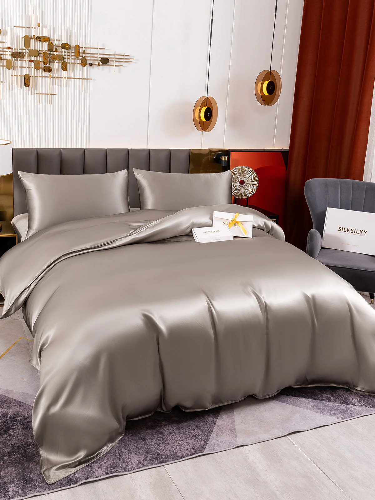 19Momme 3Pcs Silk Set Duvet Cover+2x Pillowcases - Image 29