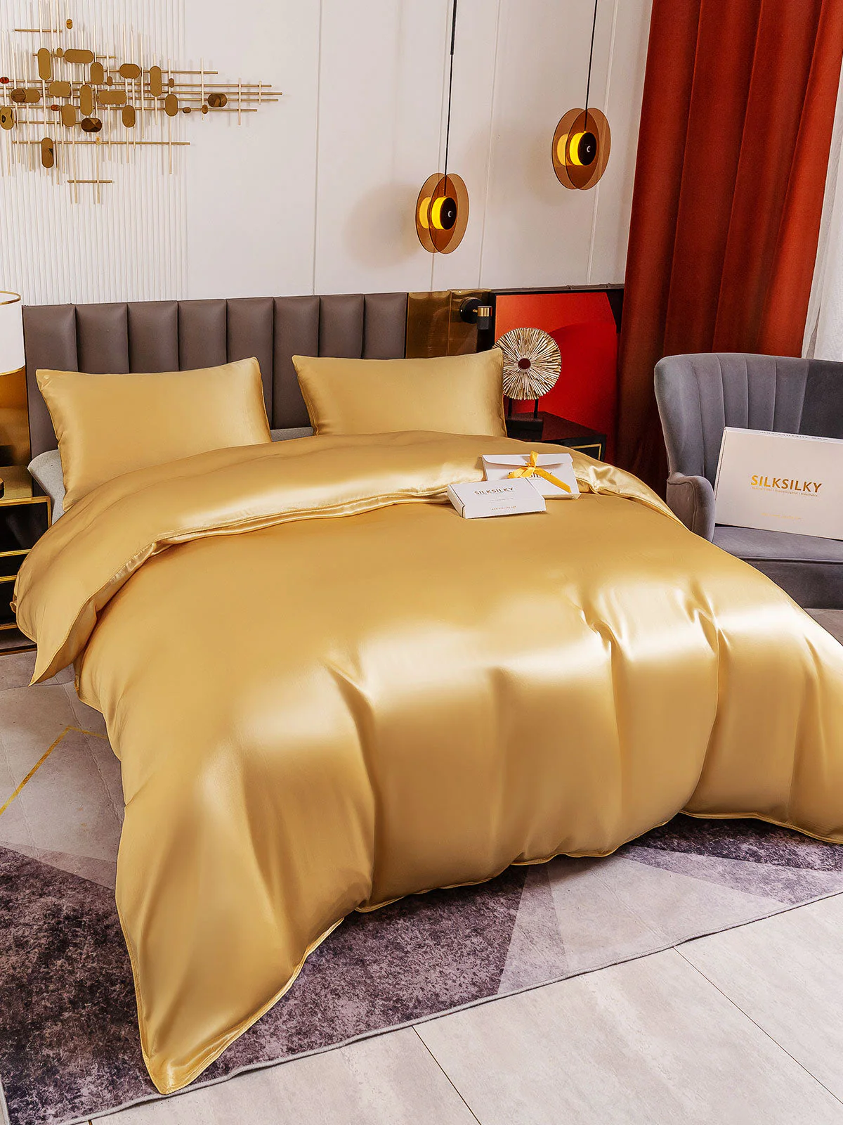 19Momme 3Pcs Silk Set Duvet Cover+2x Pillowcases - Image 37