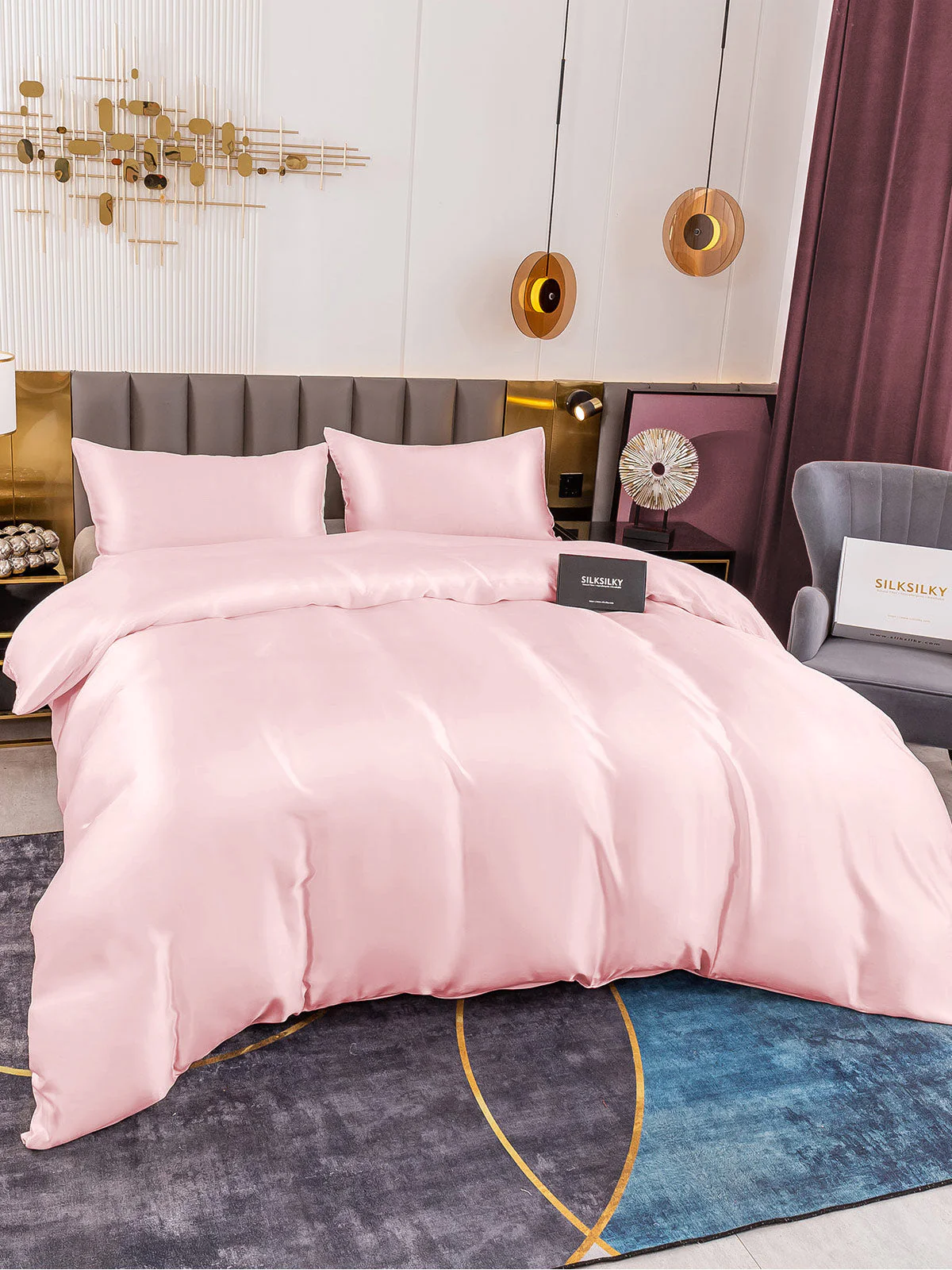 19Momme 3Pcs Silk Set Duvet Cover+2x Pillowcases - Image 4