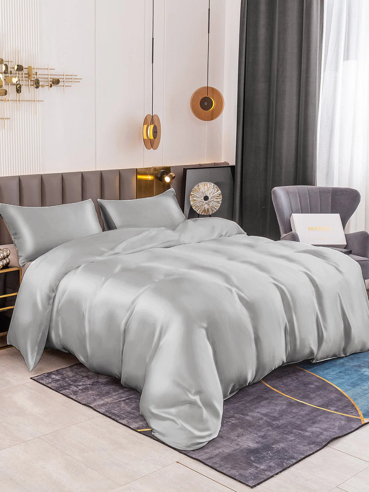 19Momme 3Pcs Silk Set Duvet Cover+2x Pillowcases - Image 41