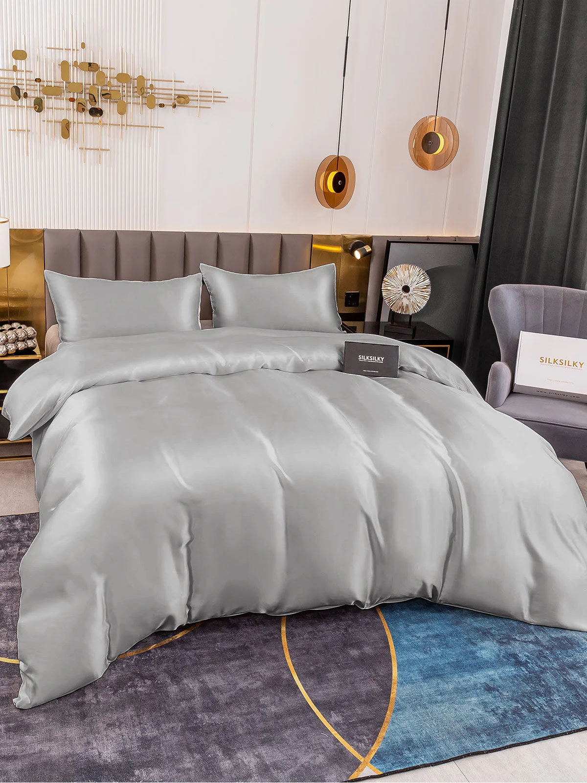 19Momme 3Pcs Silk Set Duvet Cover+2x Pillowcases - Image 43