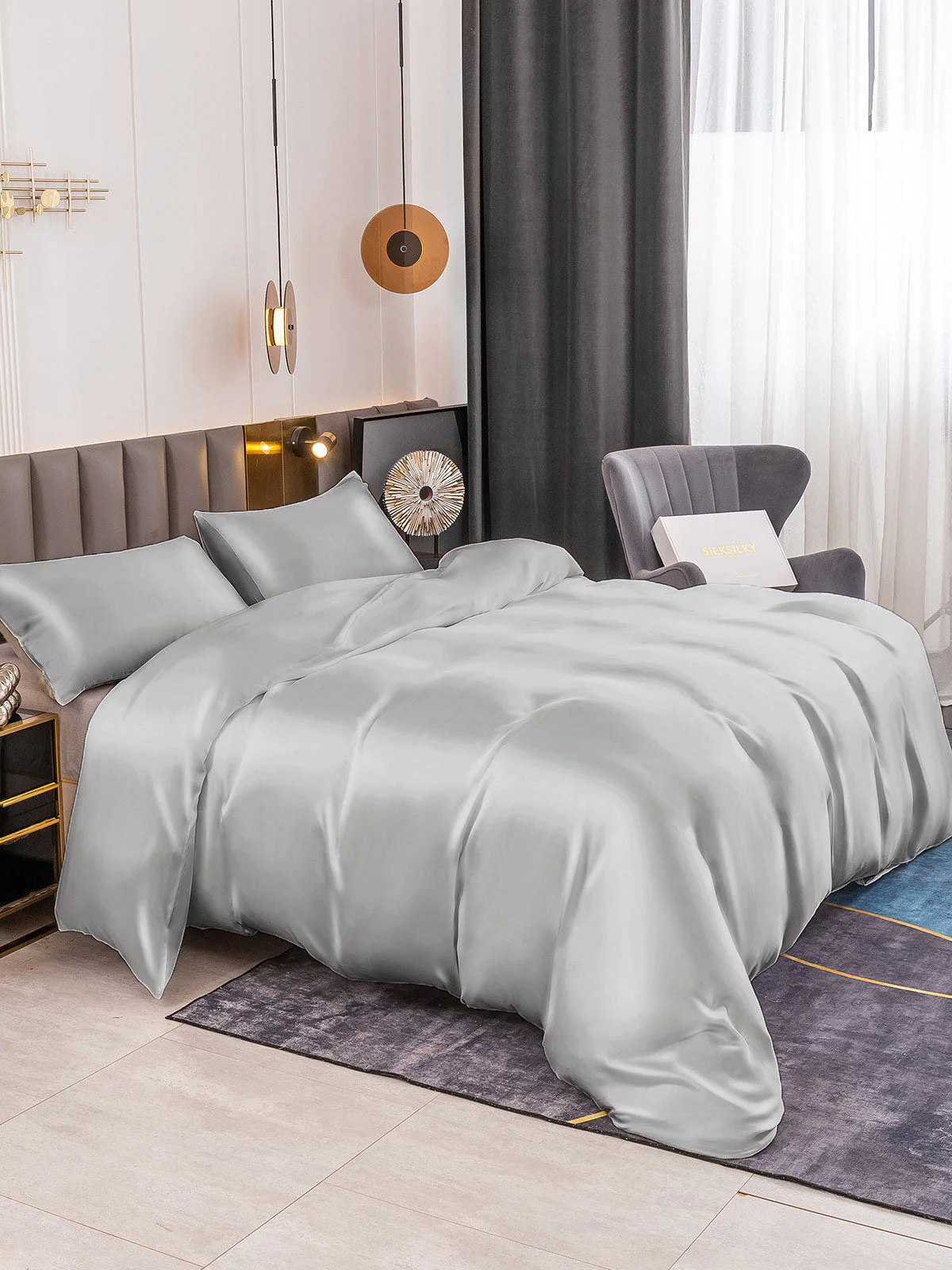 19Momme 3Pcs Silk Set Duvet Cover+2x Pillowcases - Image 44