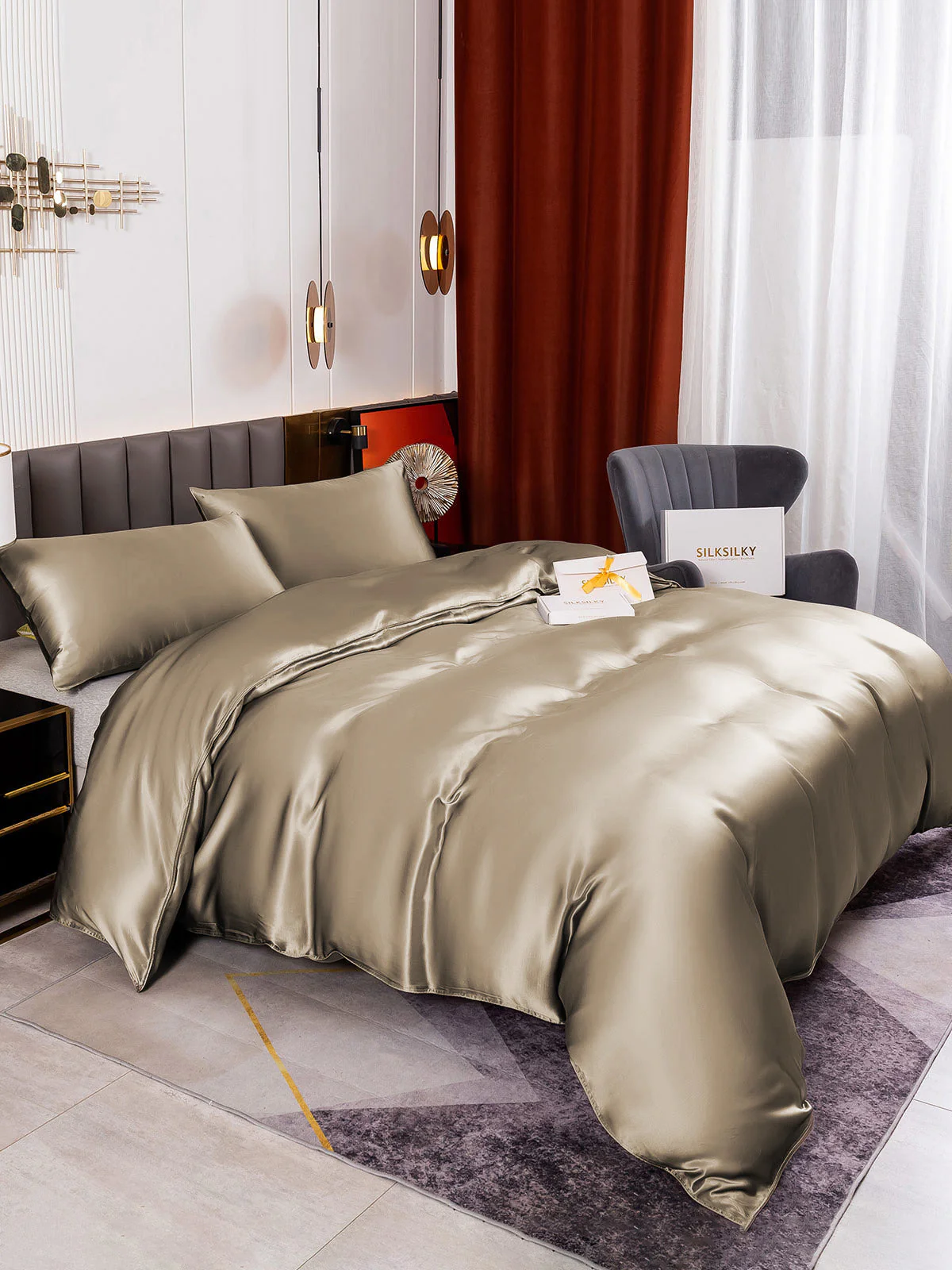 19Momme 3Pcs Silk Set Duvet Cover+2x Pillowcases - Image 47