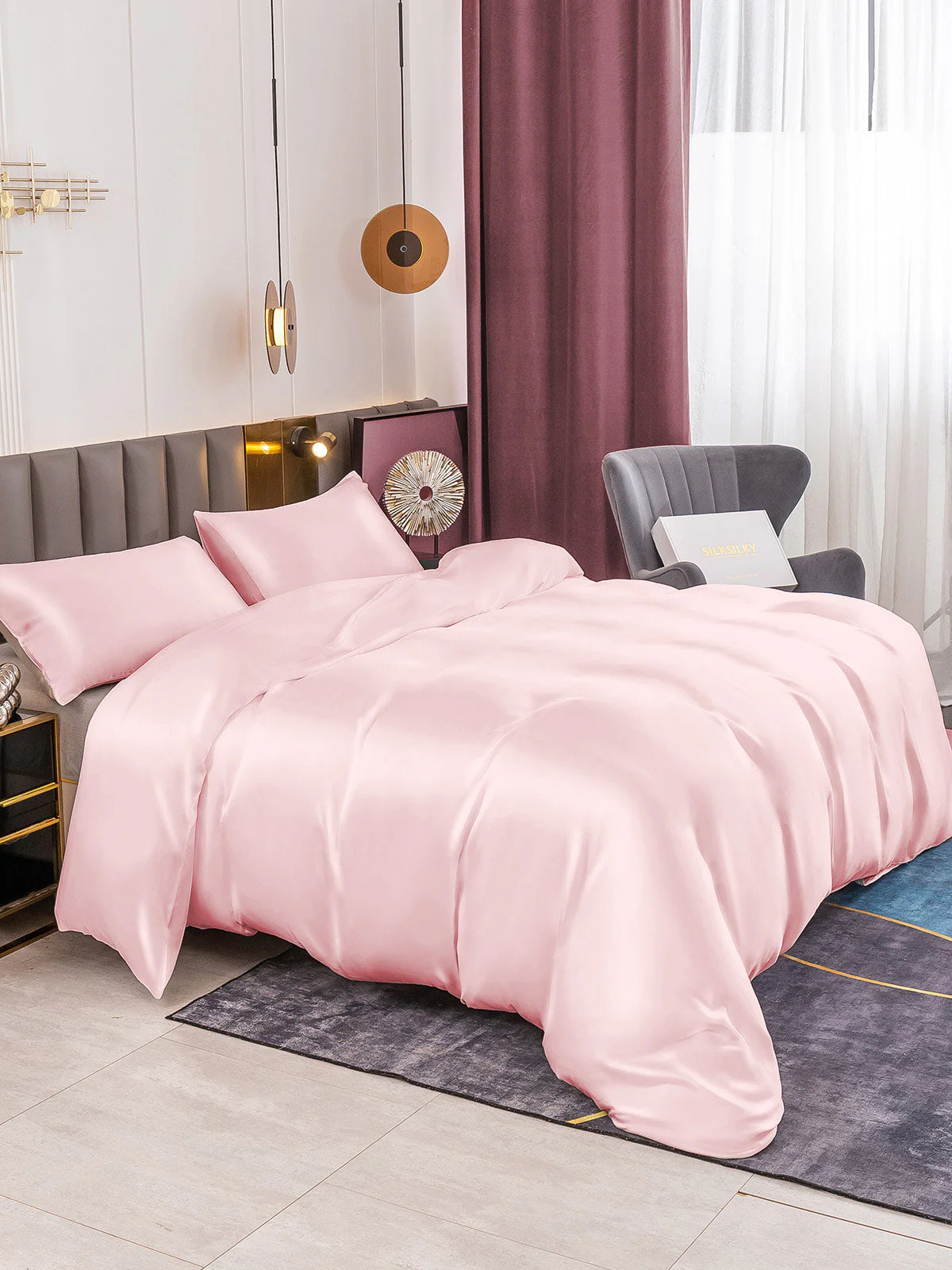 19Momme 3Pcs Silk Set Duvet Cover+2x Pillowcases - Image 5