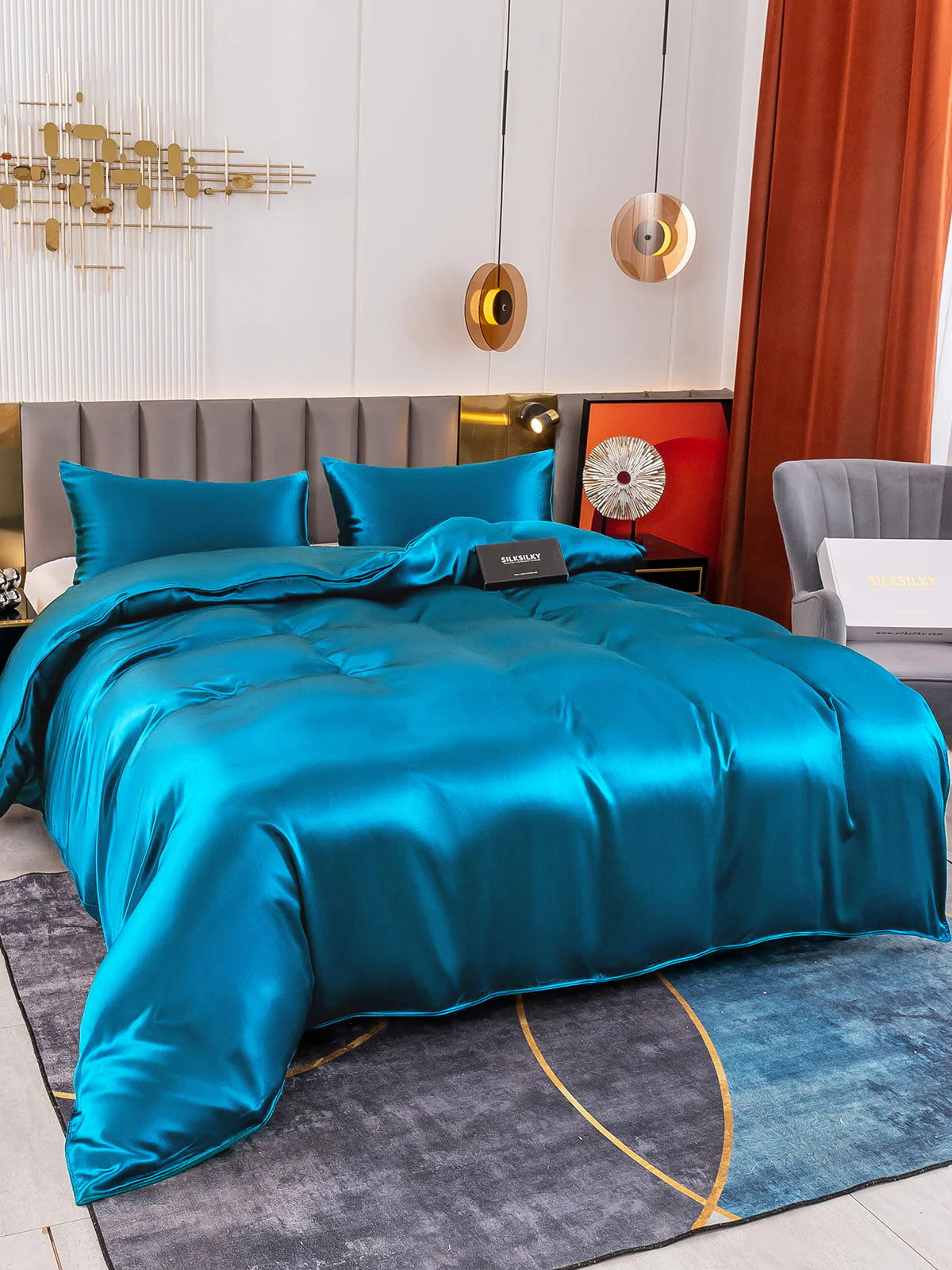 19Momme 3Pcs Silk Set Duvet Cover+2x Pillowcases - Image 54