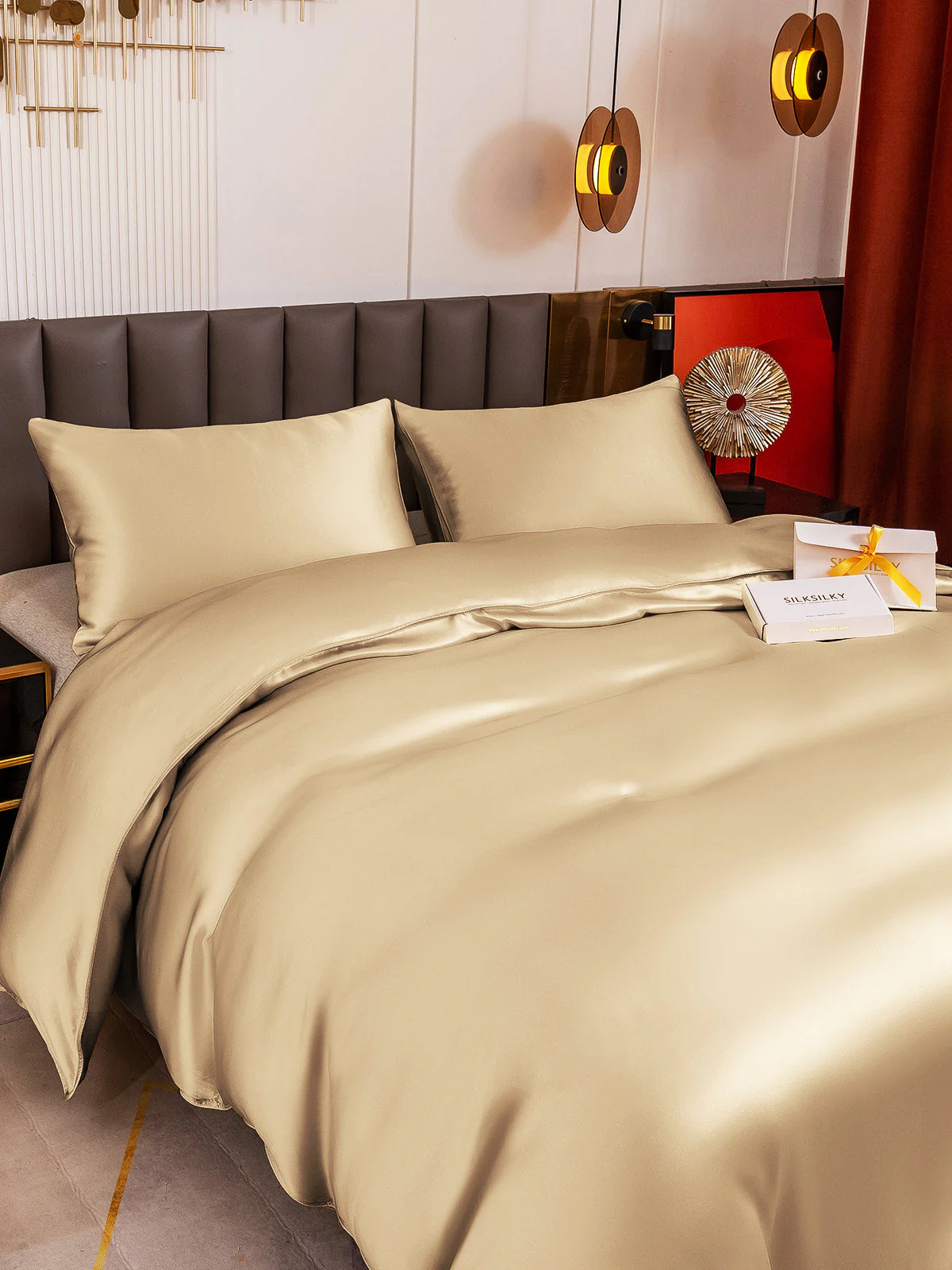 19Momme 3Pcs Silk Set Duvet Cover+2x Pillowcases - Image 66