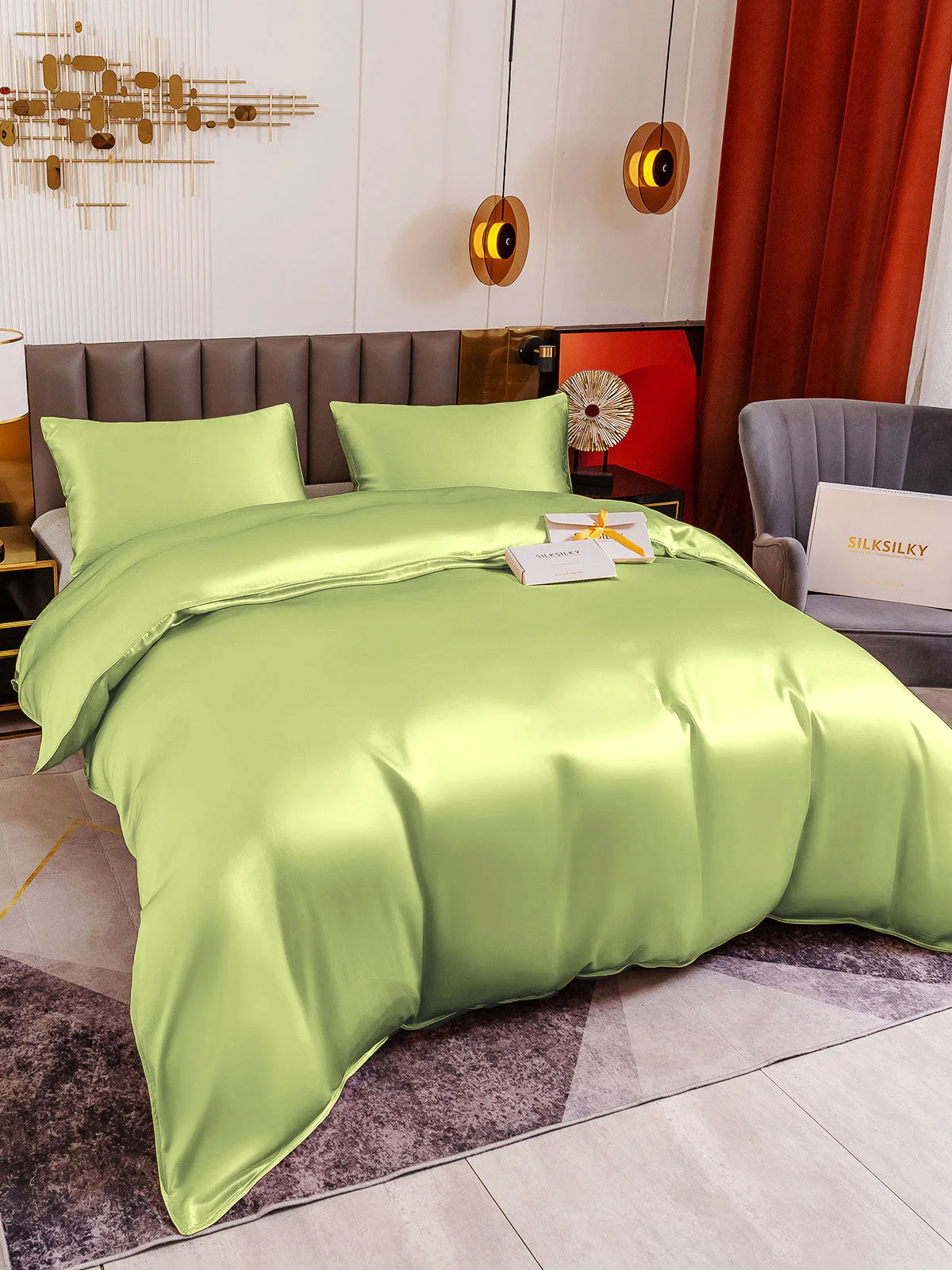 19Momme 3Pcs Silk Set Duvet Cover+2x Pillowcases - Image 74