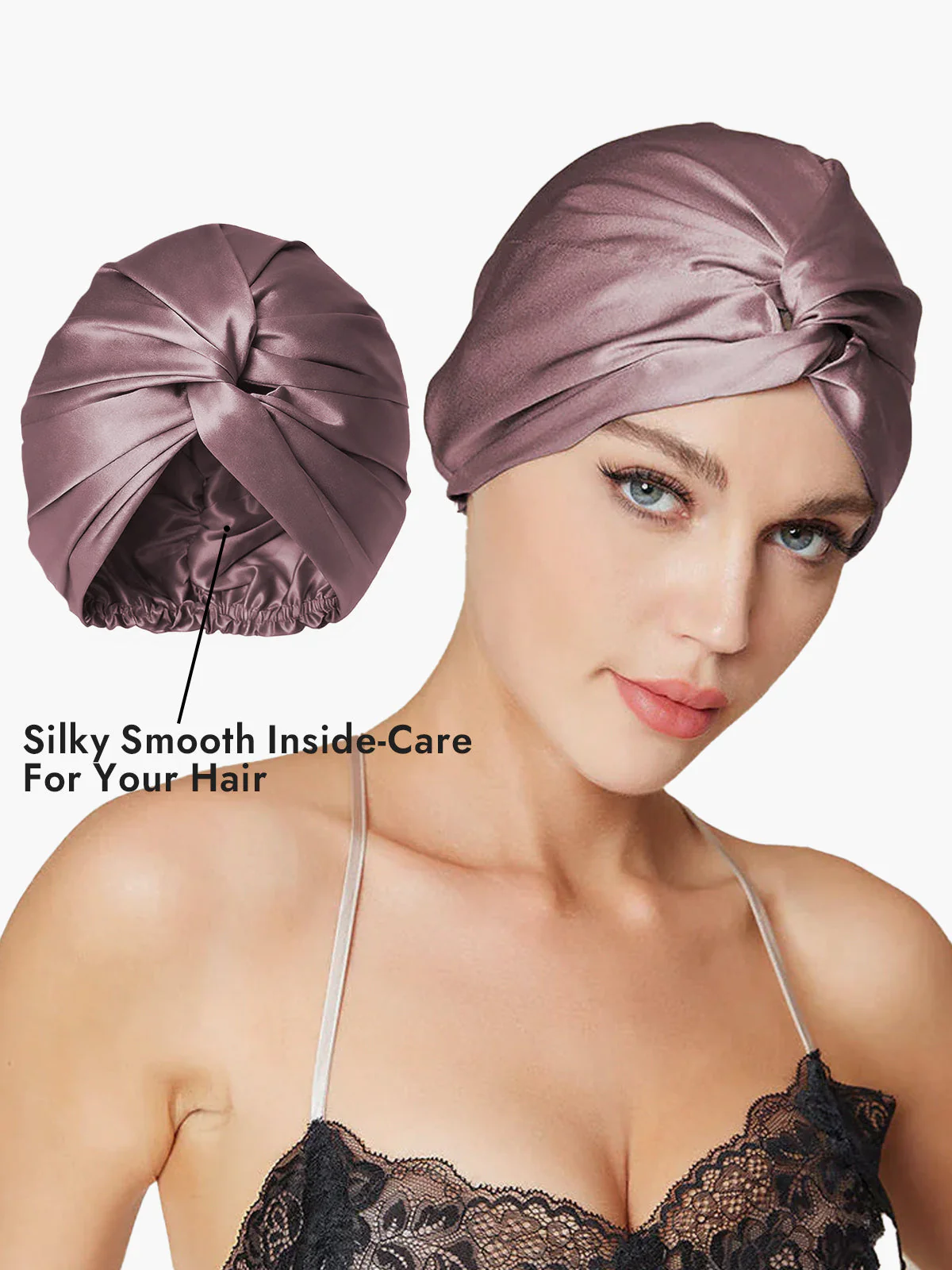 Pure Silk Knot-Front Hair Bonnet - Image 11
