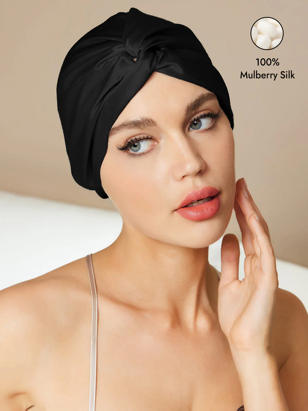 Pure Silk Knot-Front Hair Bonnet - Image 17