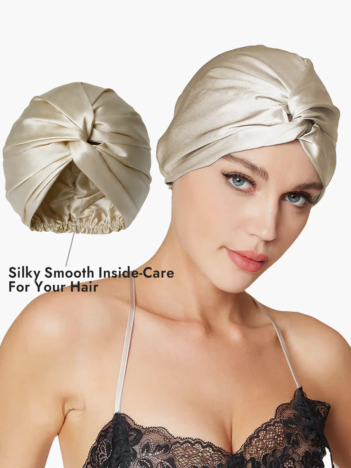 Pure Silk Knot-Front Hair Bonnet - Image 43