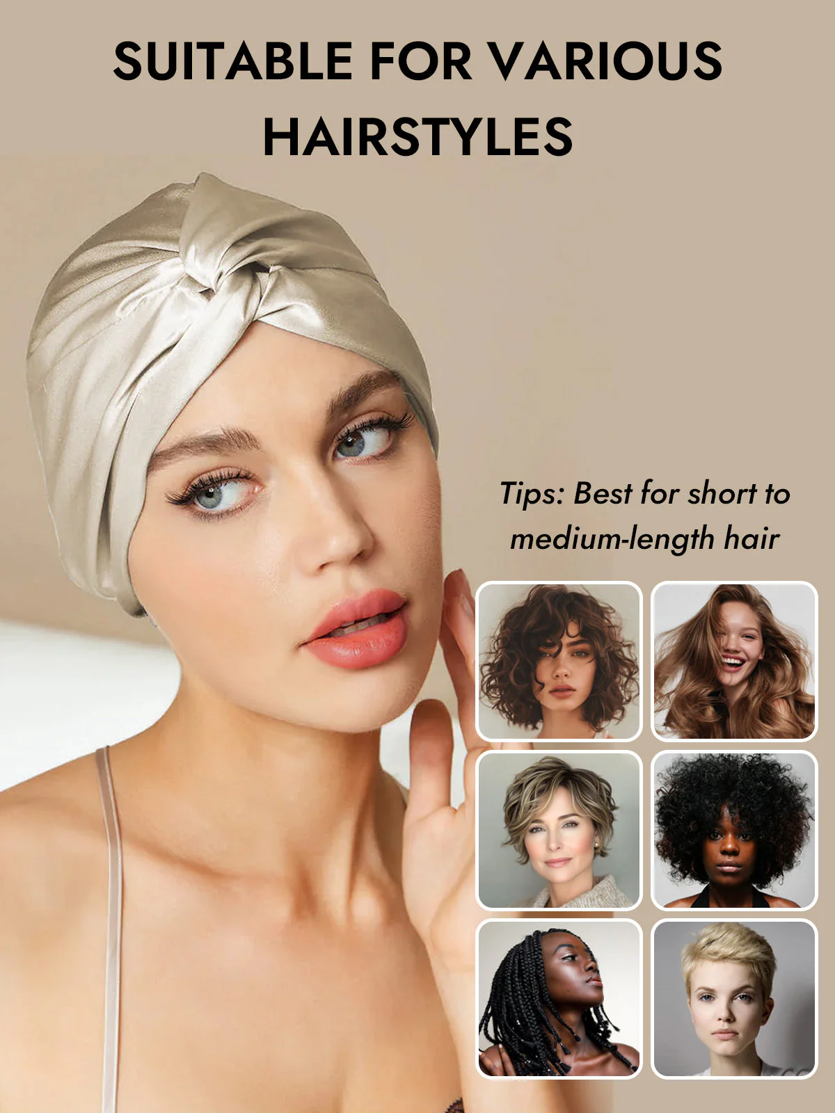 Pure Silk Knot-Front Hair Bonnet - Image 47