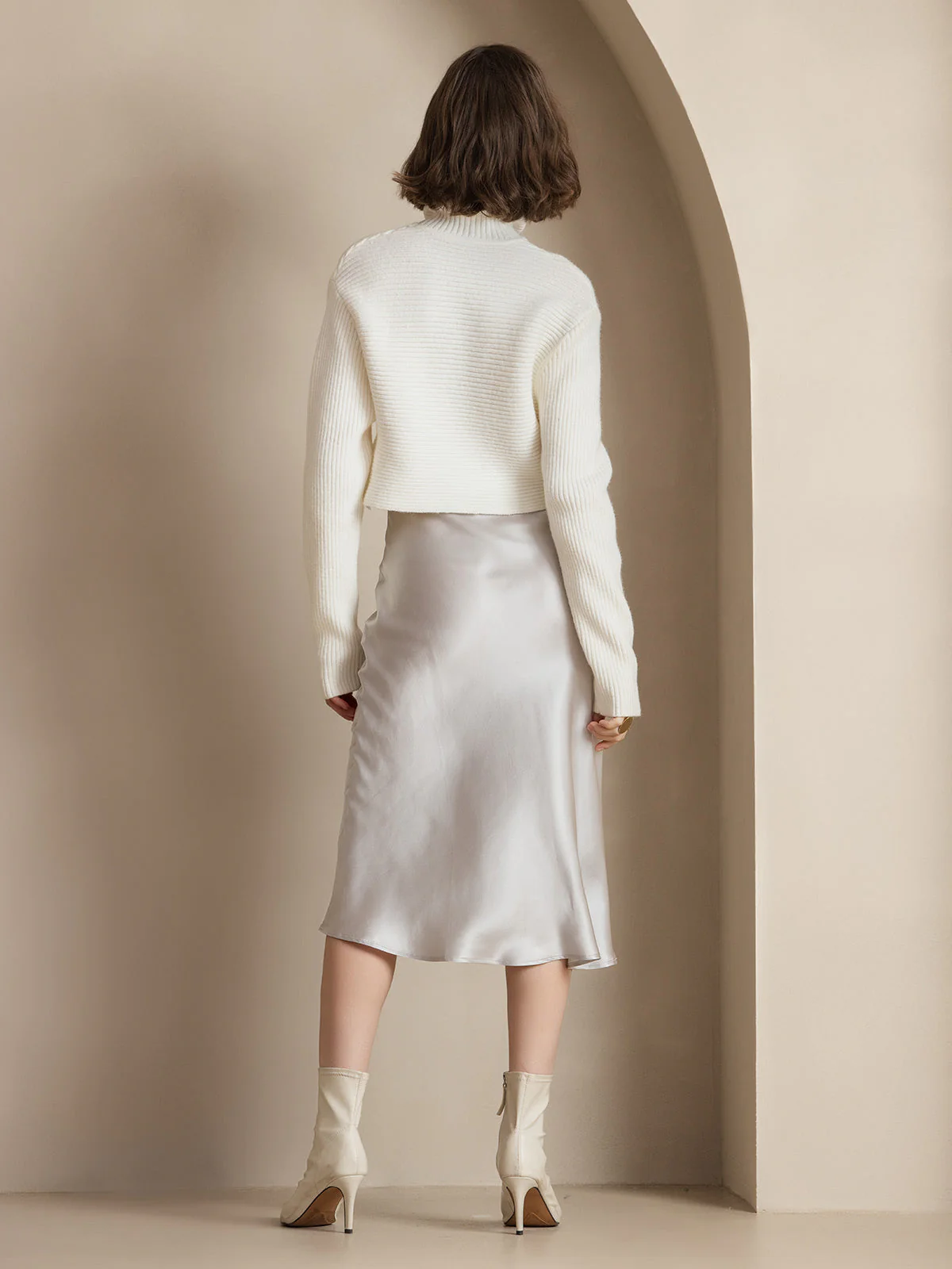 19Momme Mulberry Silk Stretch Long Straight Skirt - Image 24