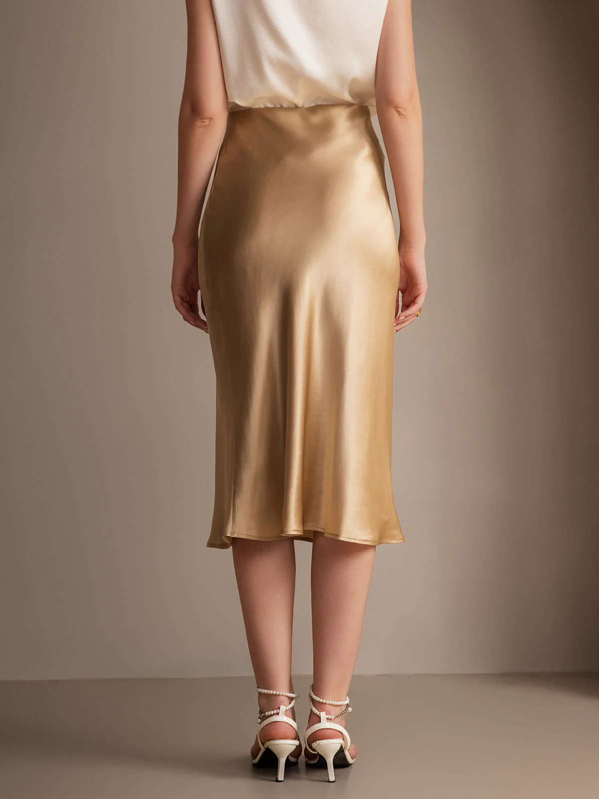 19Momme Mulberry Silk Stretch Long Straight Skirt - Image 38