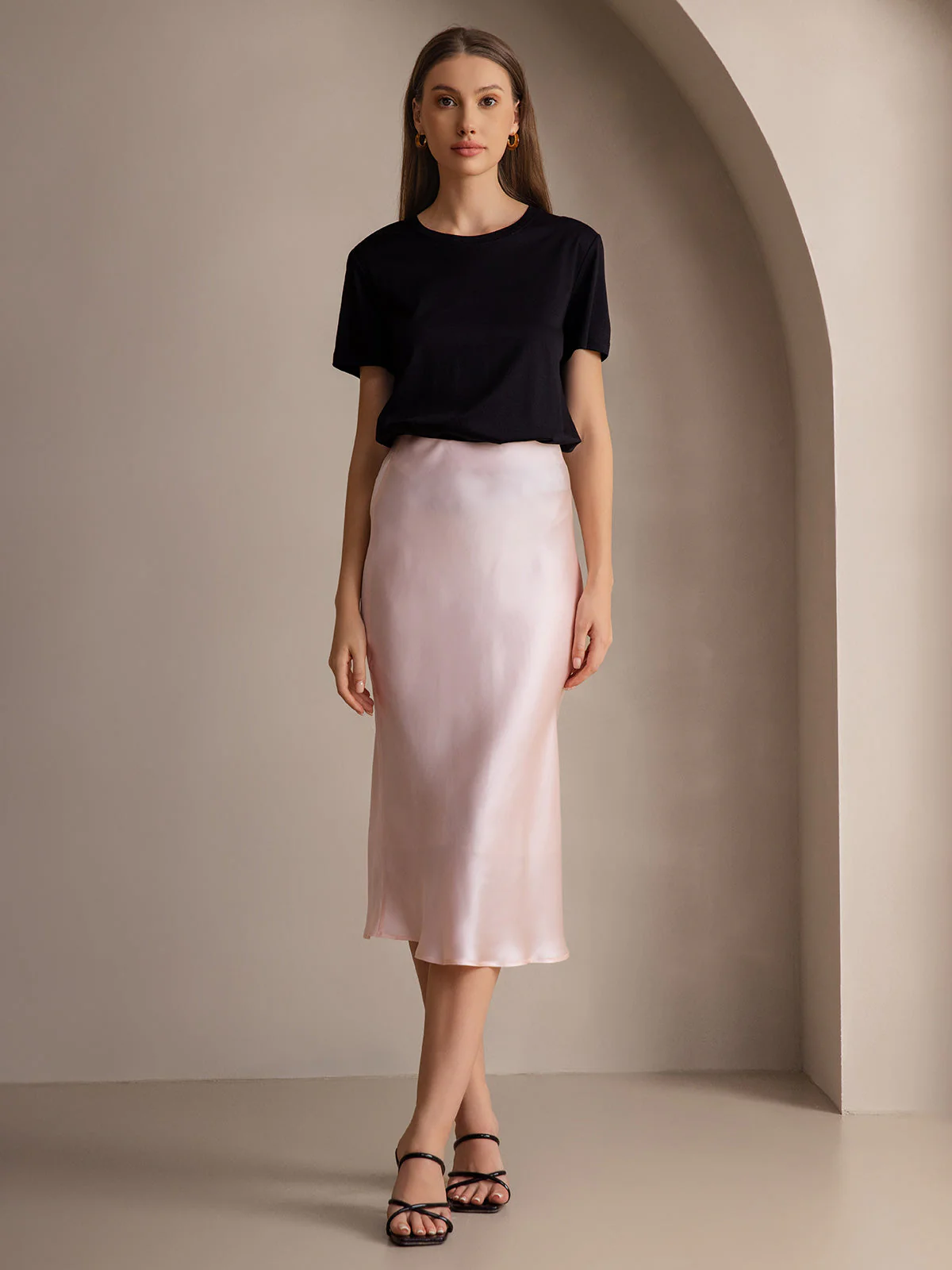 19Momme Mulberry Silk Stretch Long Straight Skirt - Image 67
