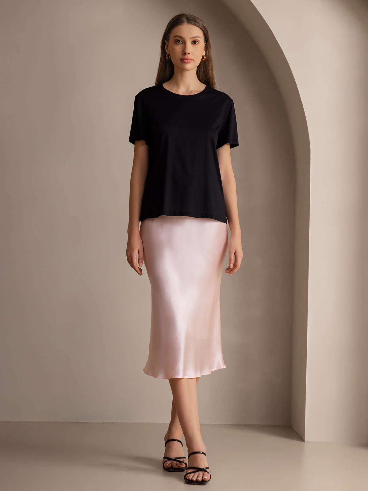 19Momme Mulberry Silk Stretch Long Straight Skirt - Image 69