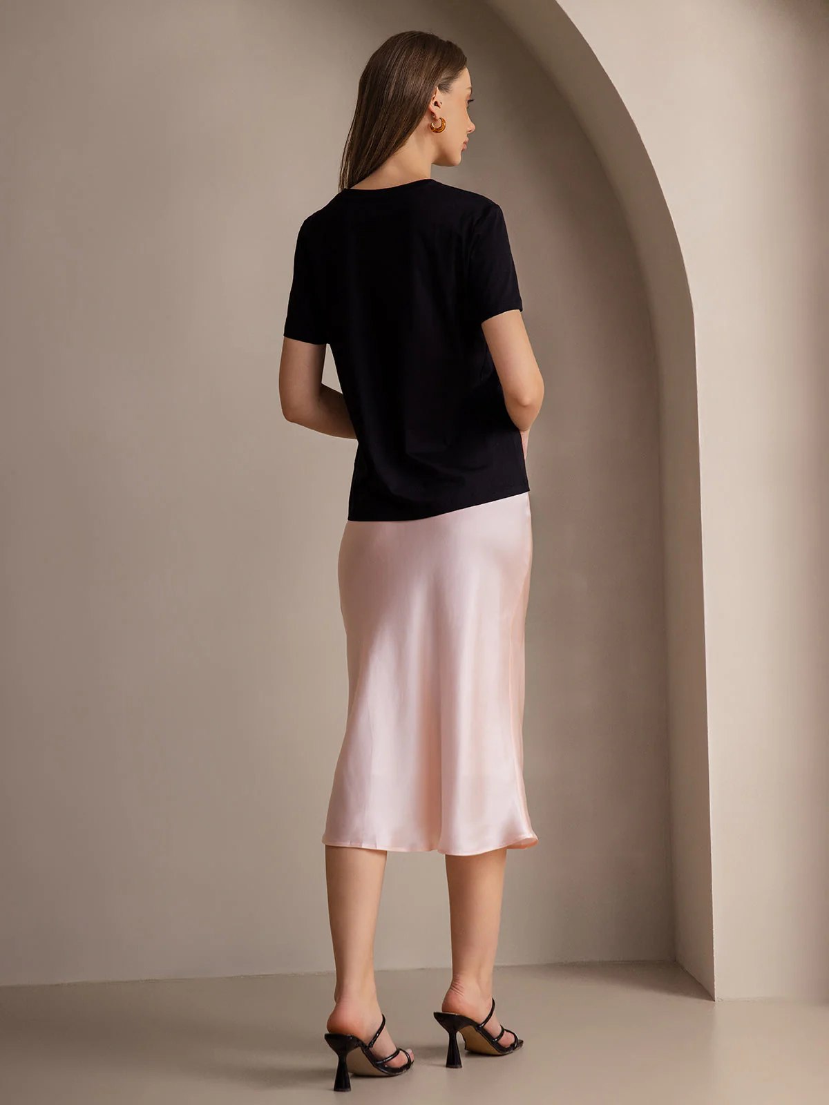 19Momme Mulberry Silk Stretch Long Straight Skirt - Image 71