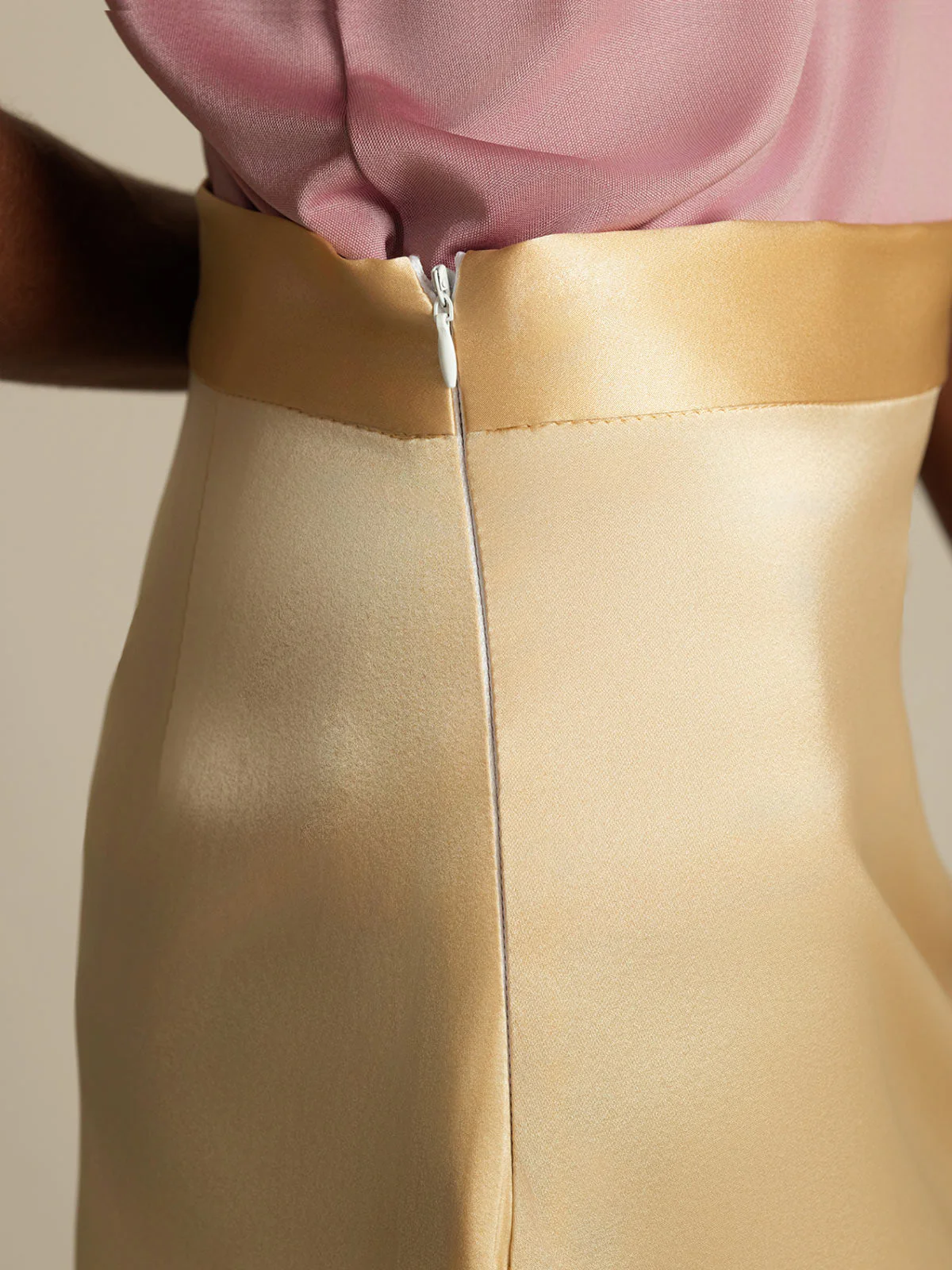 Clearance(US Warehouse) - 19Momme Silk A Line Long Slit Skirt with Zipper Design - Image 6