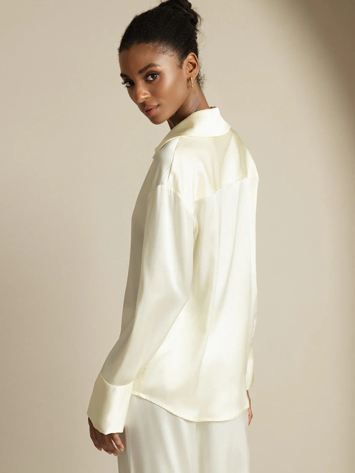 Clearance - 19Momme Silk Long Sleeve Notch Collar Women's Shirt - Image 10
