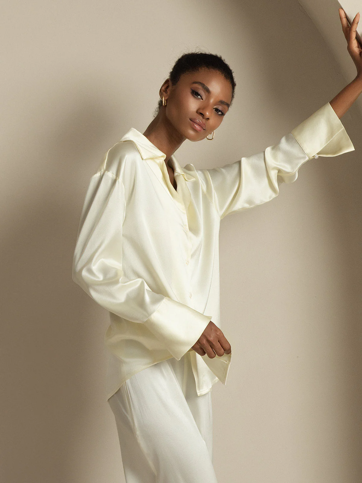 Clearance - 19Momme Silk Long Sleeve Notch Collar Women's Shirt - Image 15