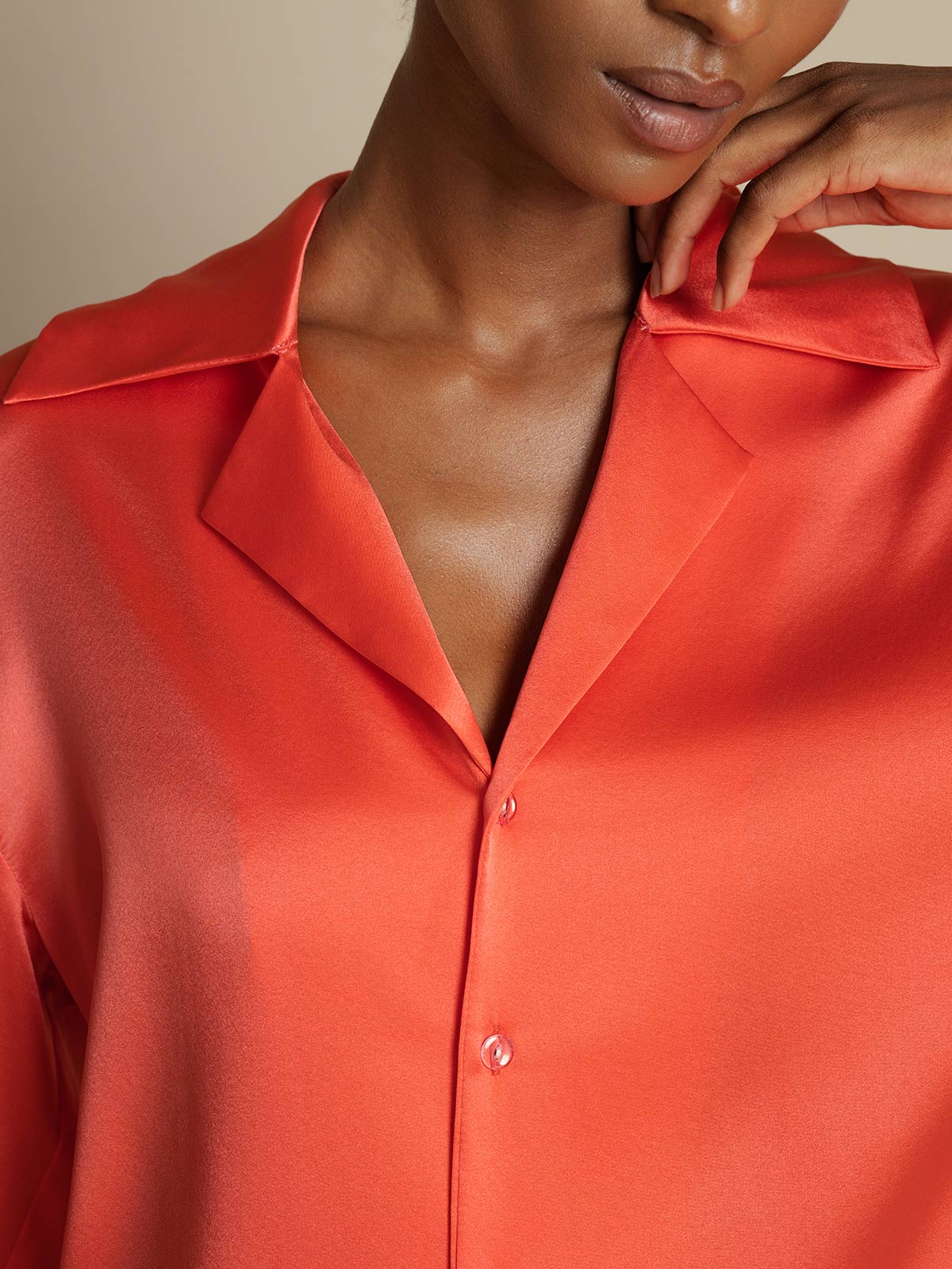 Clearance - 19Momme Silk Long Sleeve Notch Collar Women's Shirt - Image 3