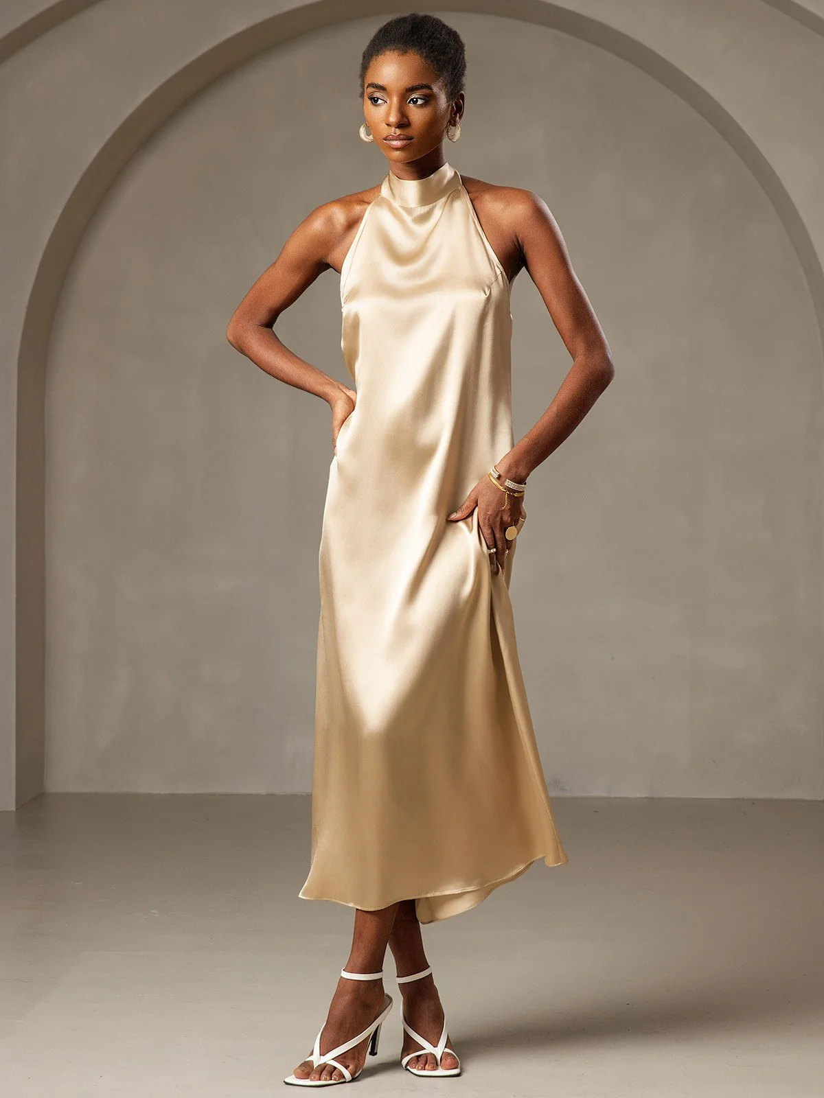 Clearance(US Warehouse) - 19Momme Silk Sexy Backless Long Dress - Image 4