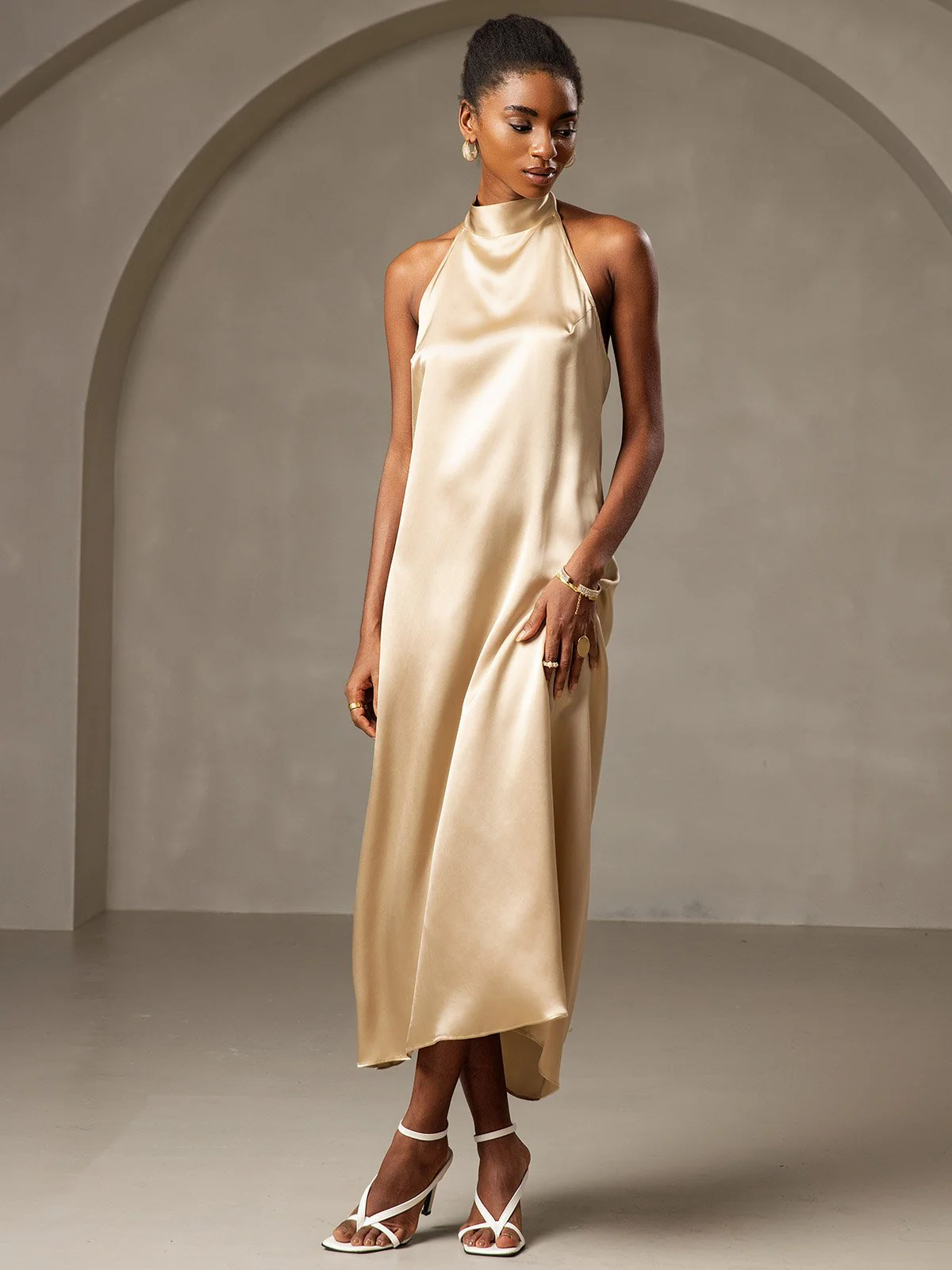 Clearance(US Warehouse) - 19Momme Silk Sexy Backless Long Dress - Image 5