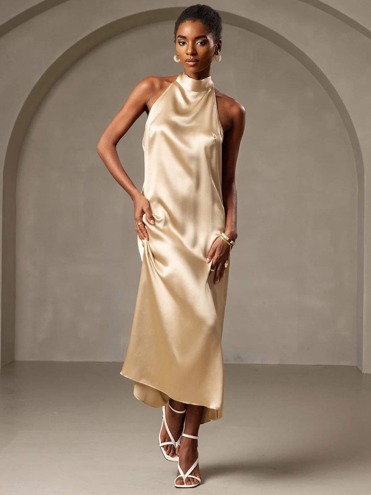 Clearance(US Warehouse) - 19Momme Silk Sexy Backless Long Dress - Image 6
