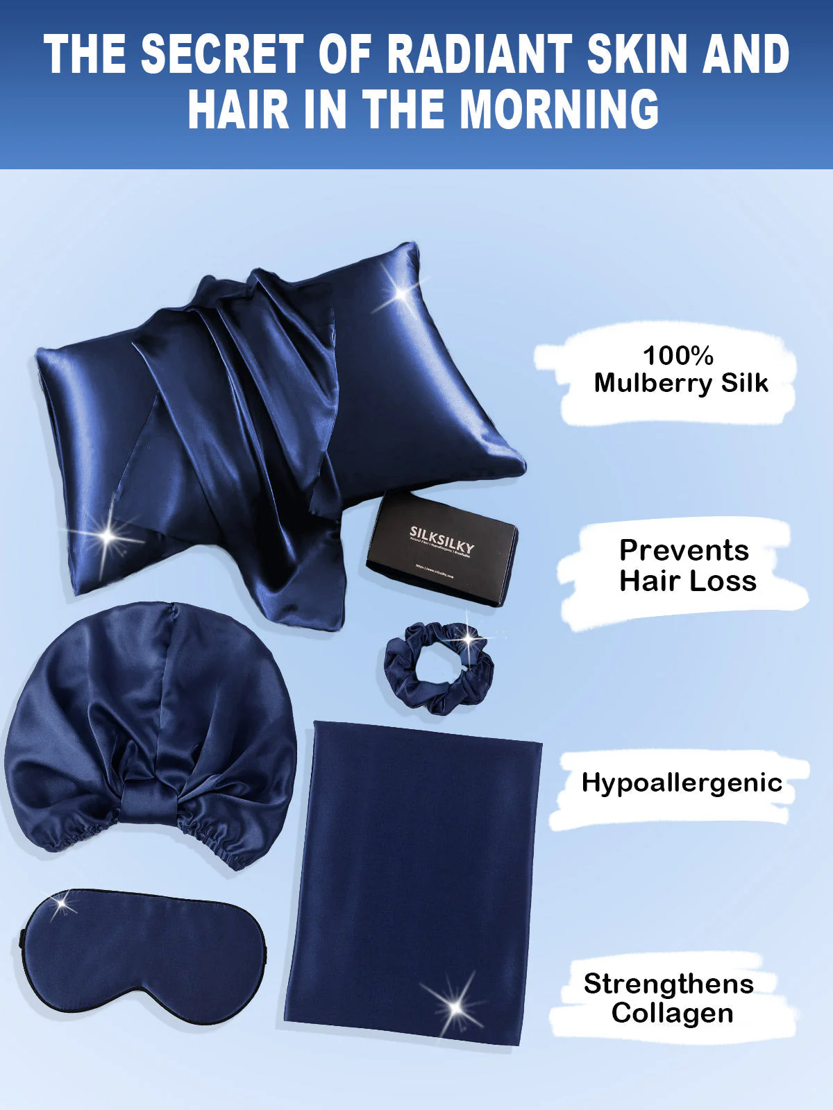 19Momme 4Pcs Set Silk Skin-Friendly Beauty Sleep Set (Envelope Pillowcase) - Image 26