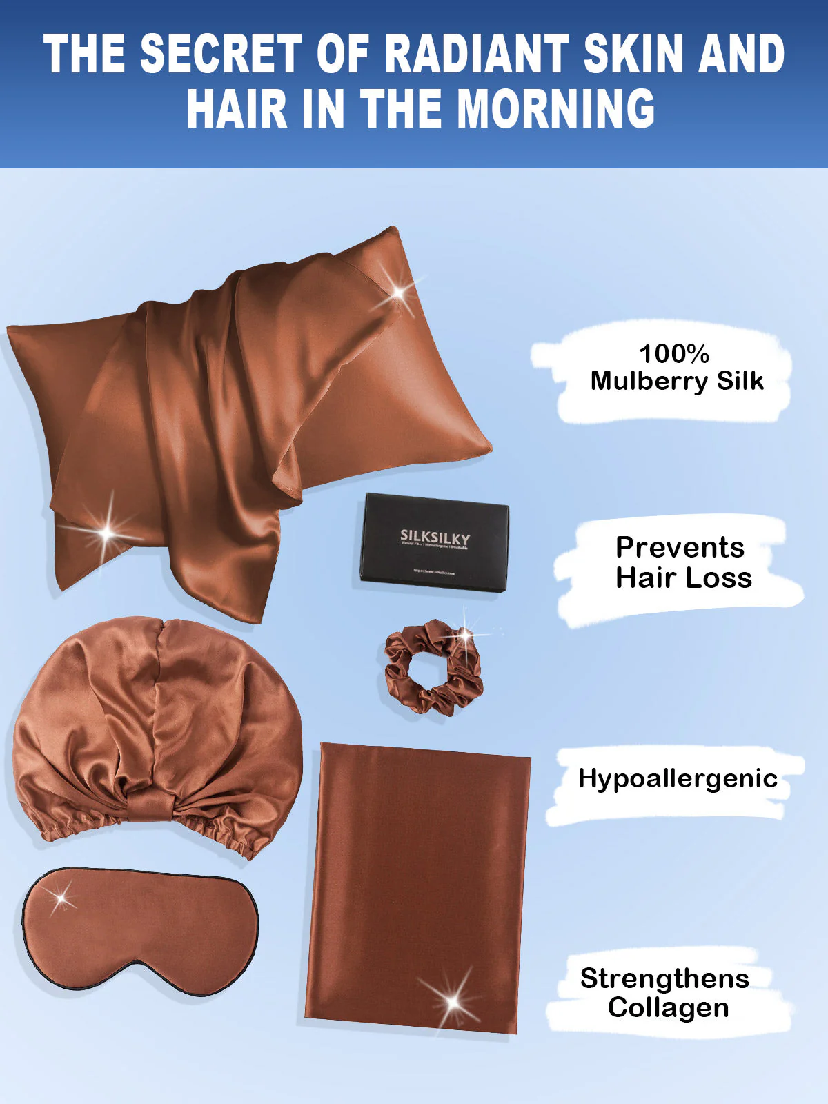 19Momme 4Pcs Set Silk Skin-Friendly Beauty Sleep Set (Envelope Pillowcase) - Image 31