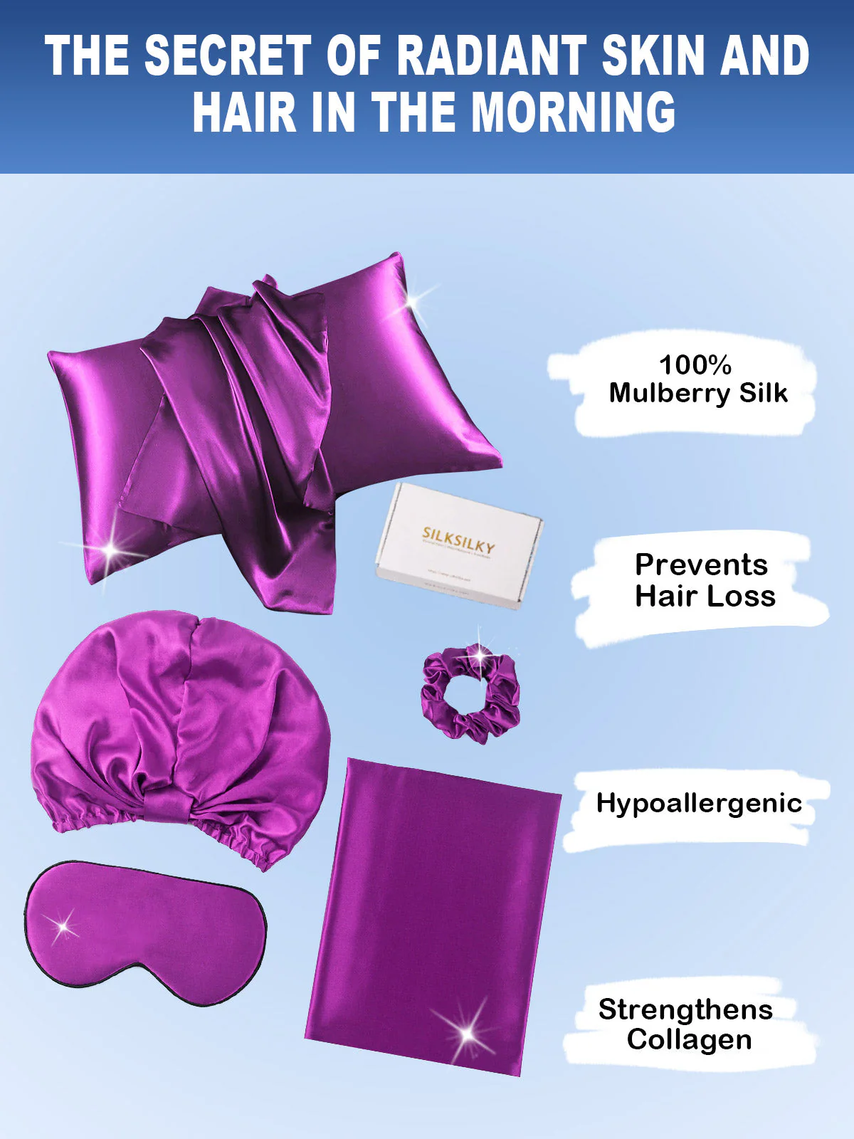 19Momme 4Pcs Set Silk Skin-Friendly Beauty Sleep Set (Envelope Pillowcase) - Image 70