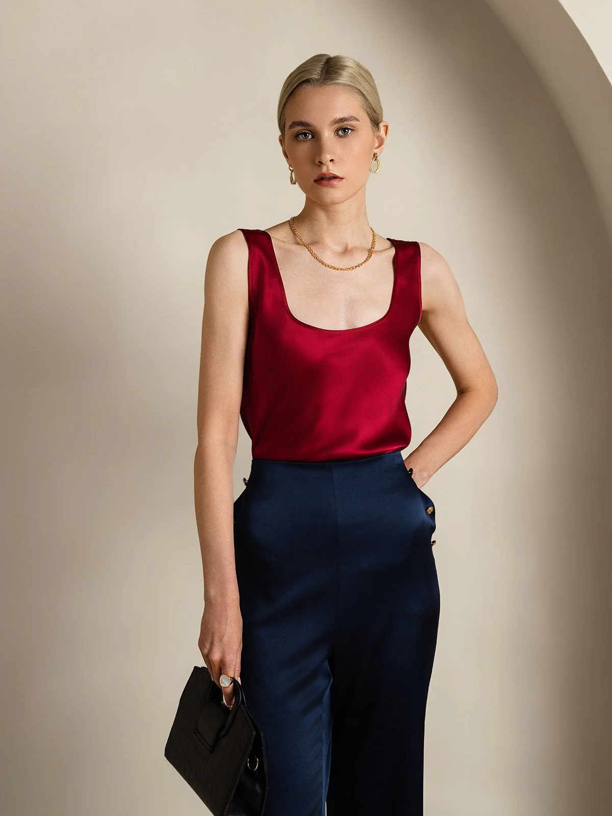 19Momme Silk Sleeveless U Neck Women's Tank Top - Image 26