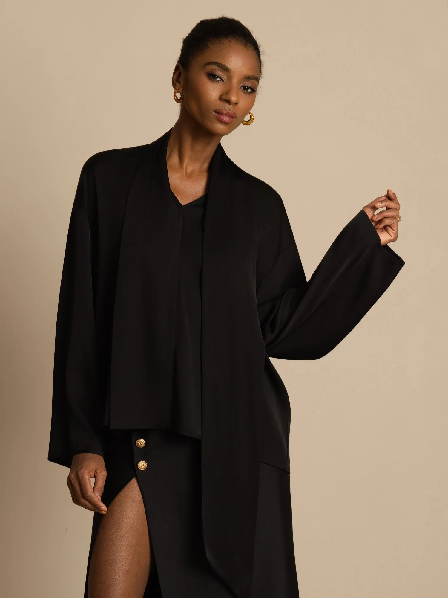 19Momme Silk Women's Asymmetrical Tie V Neck Blouse - Image 20